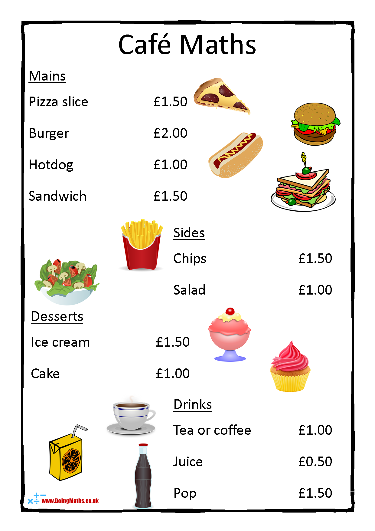 Cafe Menu Maths (Primary Mathematics, Money, Arithmetic And throughout Free Printable Menu Math Worksheets