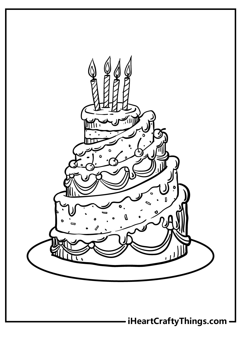 Cake Coloring Pages (100% Free Printables) intended for Free Printable Pictures Of Birthday Cakes