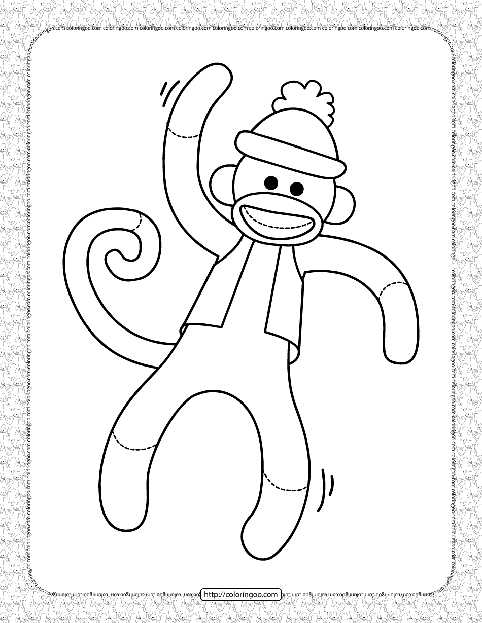 Capped Monkey Coloring Page | Monkey Coloring Pages, Sock Monkey inside Free Printable Sock Monkey Pictures