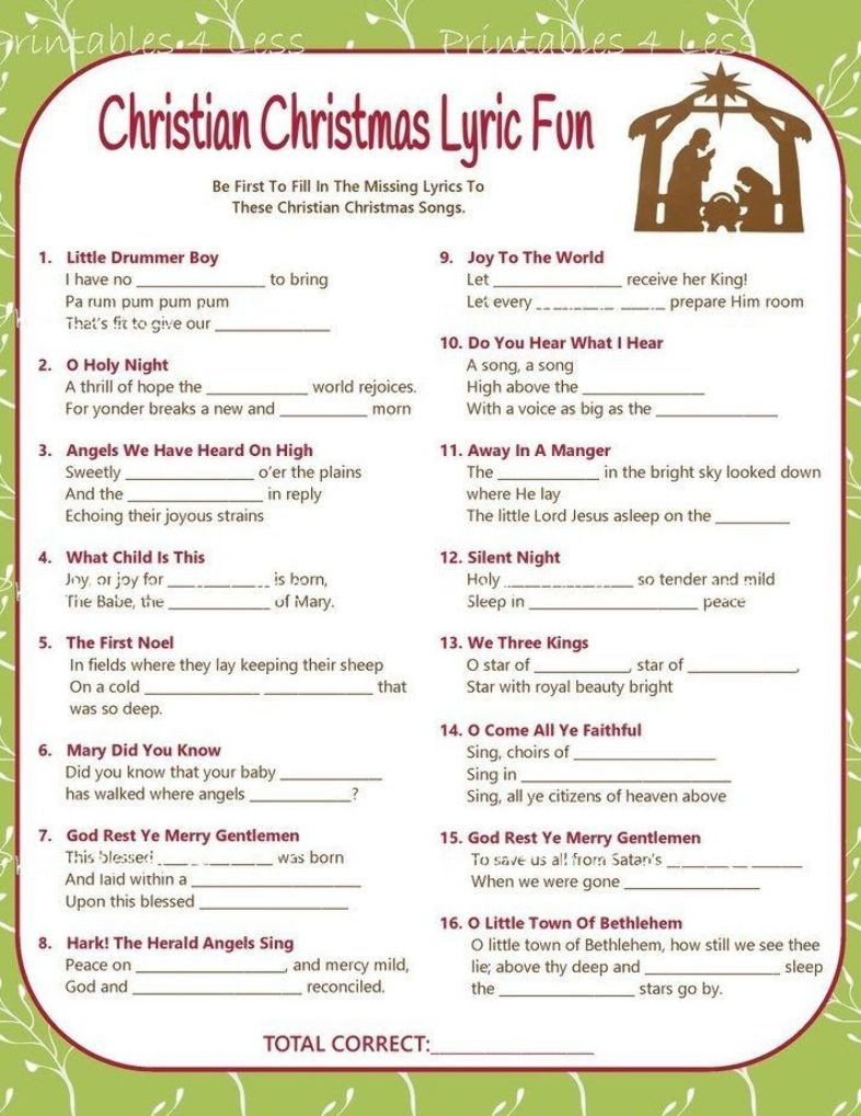 Christian Christmas Game Printable Christmas Song Game | Etsy throughout Free Printable Religious Christmas Games