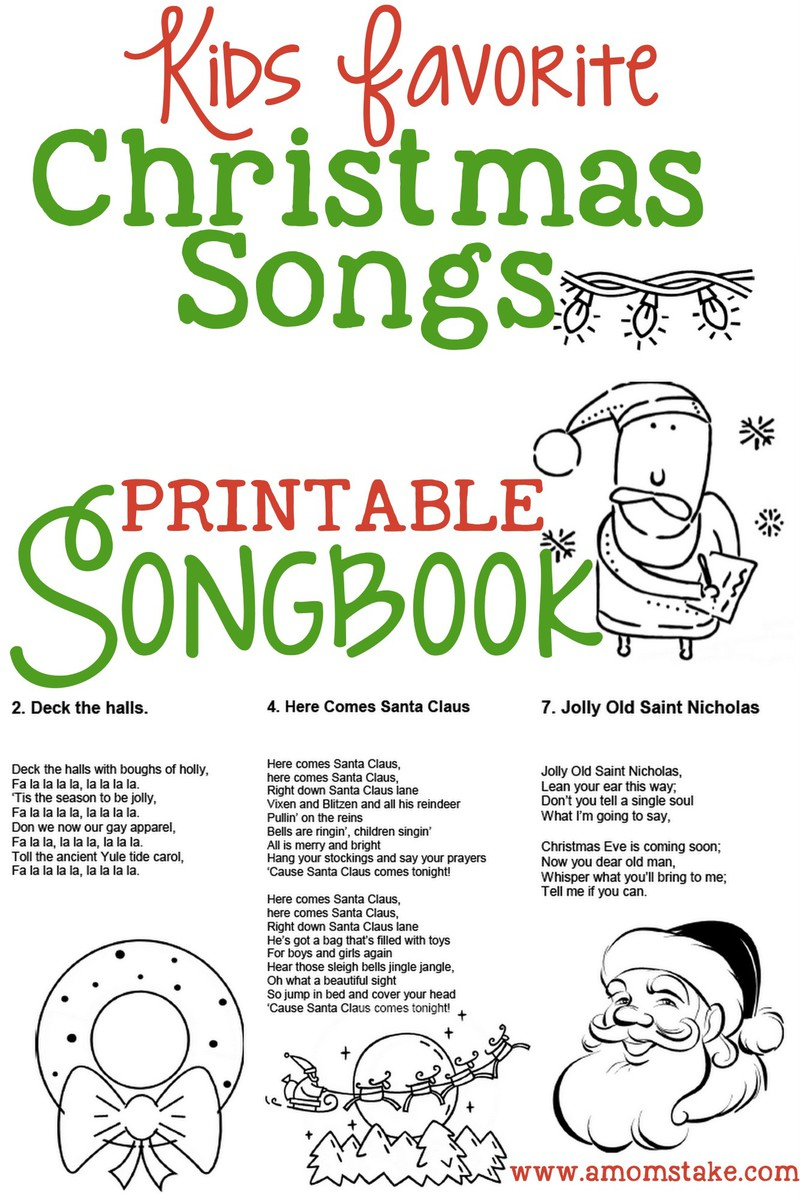 Christmas Songs For Kids - Free Printable Songbook! - A Mom&amp;#039;S Take throughout Free Printable Lyrics To Christmas Carols