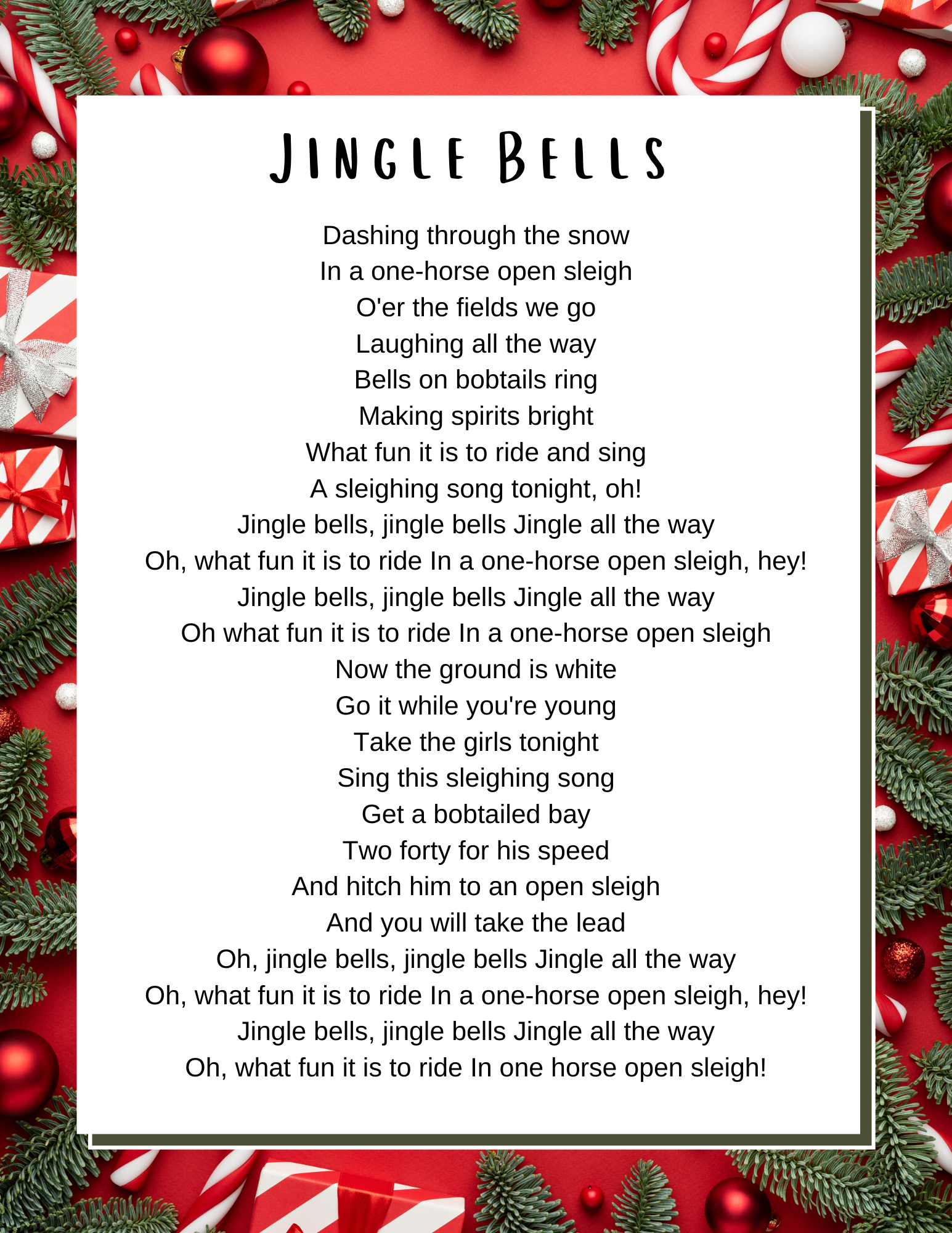 Christmas Songs Lyrics - Lyrics To Popular Christmas Carols throughout Free Printable Lyrics to Christmas Carols