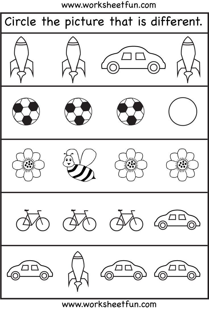 Circle The Picture That Is Different - 4 Worksheets | Printable in Free Printable Same And Different Worksheets