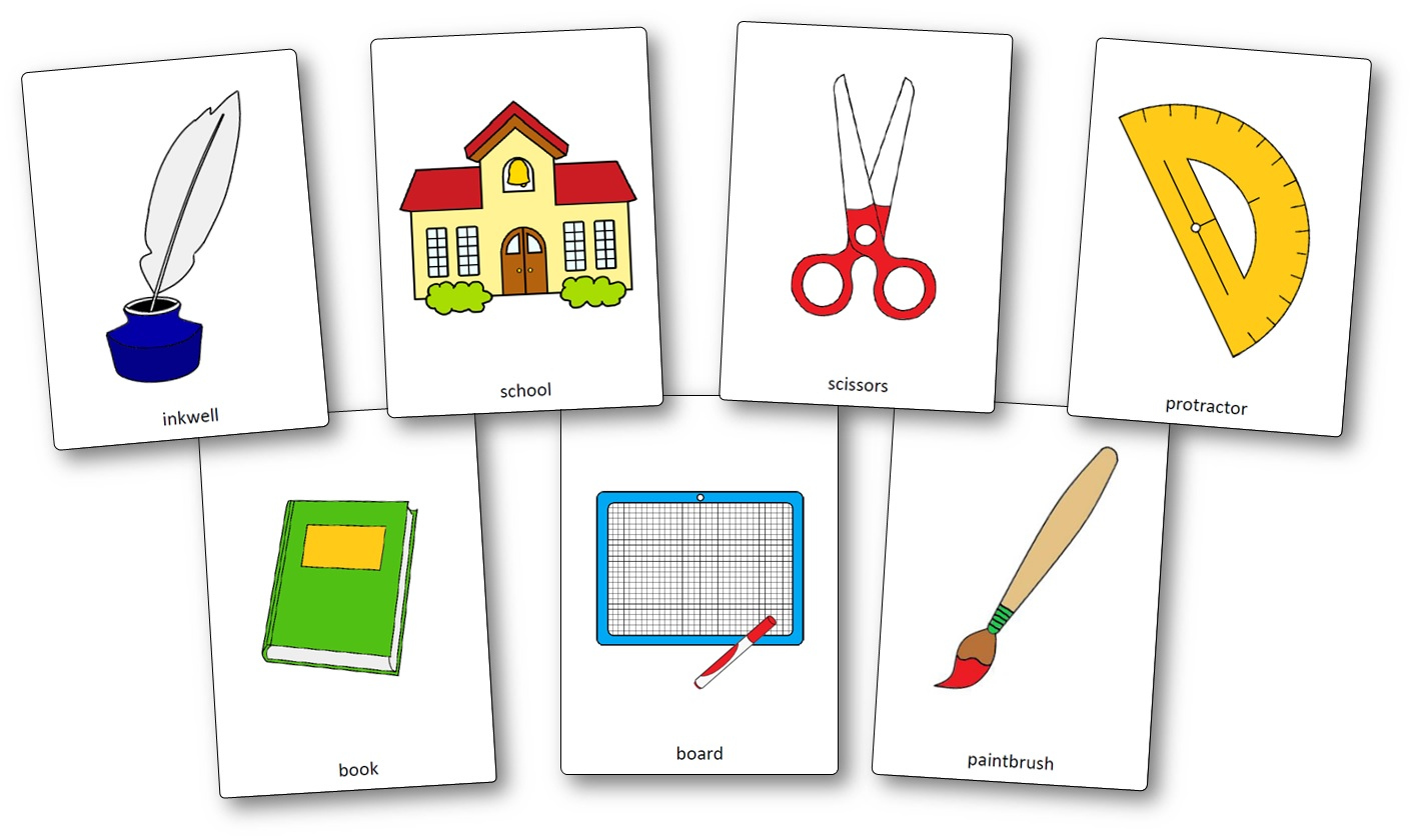 Classroom Objects Flashcards - Free Printable Flashcards - Speak in Free Printable Vocabulary Flashcards