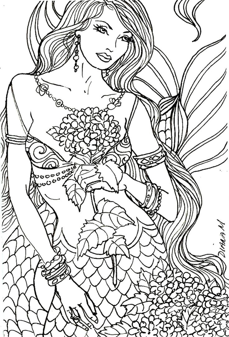 Coloring For Adults - Kleuren Voor Volwassenen | Mermaid Coloring throughout Free Printable Mermaid Coloring Pages for Adults