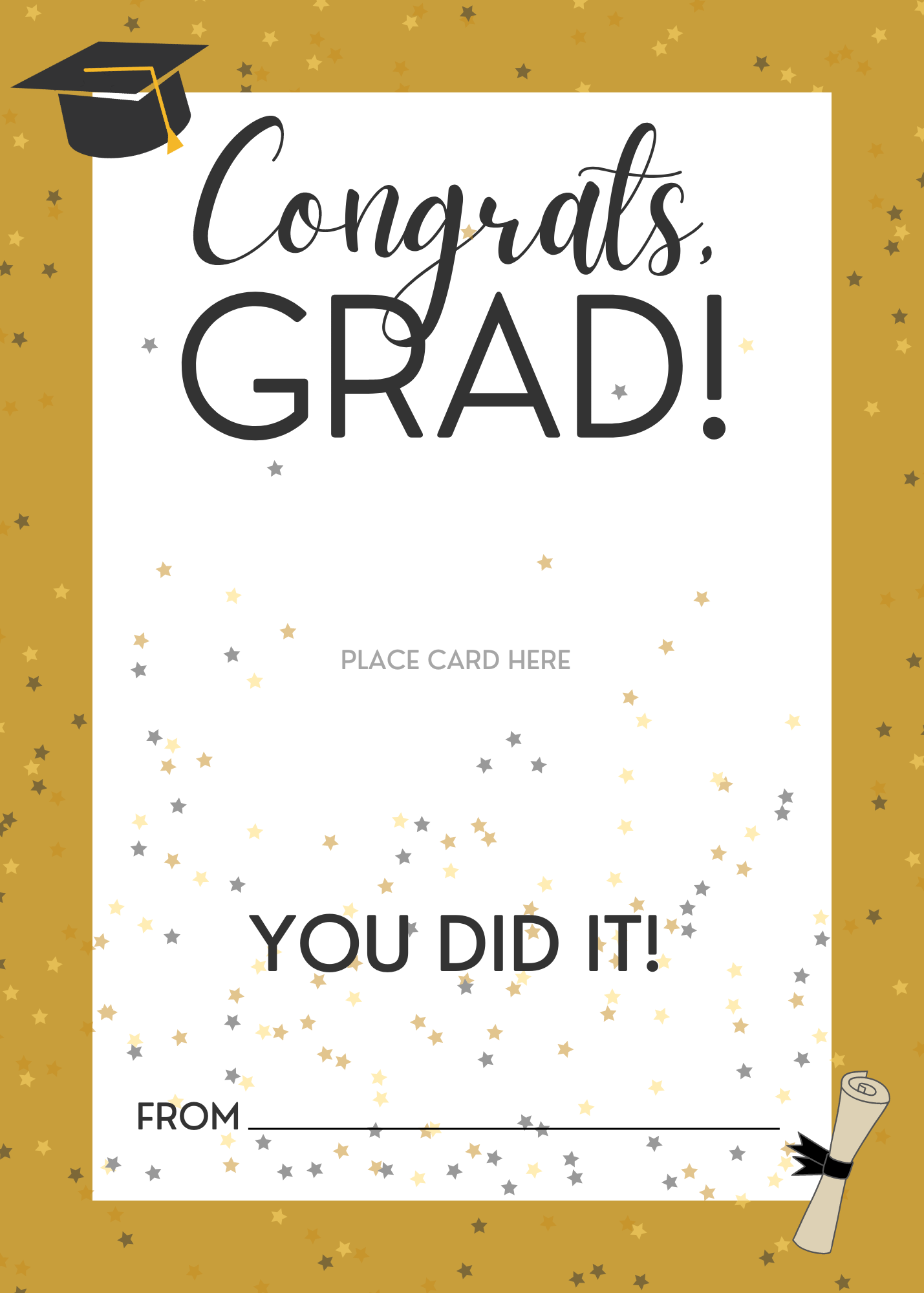 Congrats, Grad! Free Printable Graduation Cards Template throughout Free Printable Graduation Cards To Print