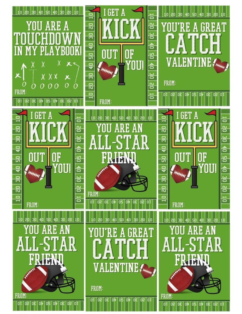 Cool Football Valentine Card Free Printables inside Free Printable Football Valentines Day Cards