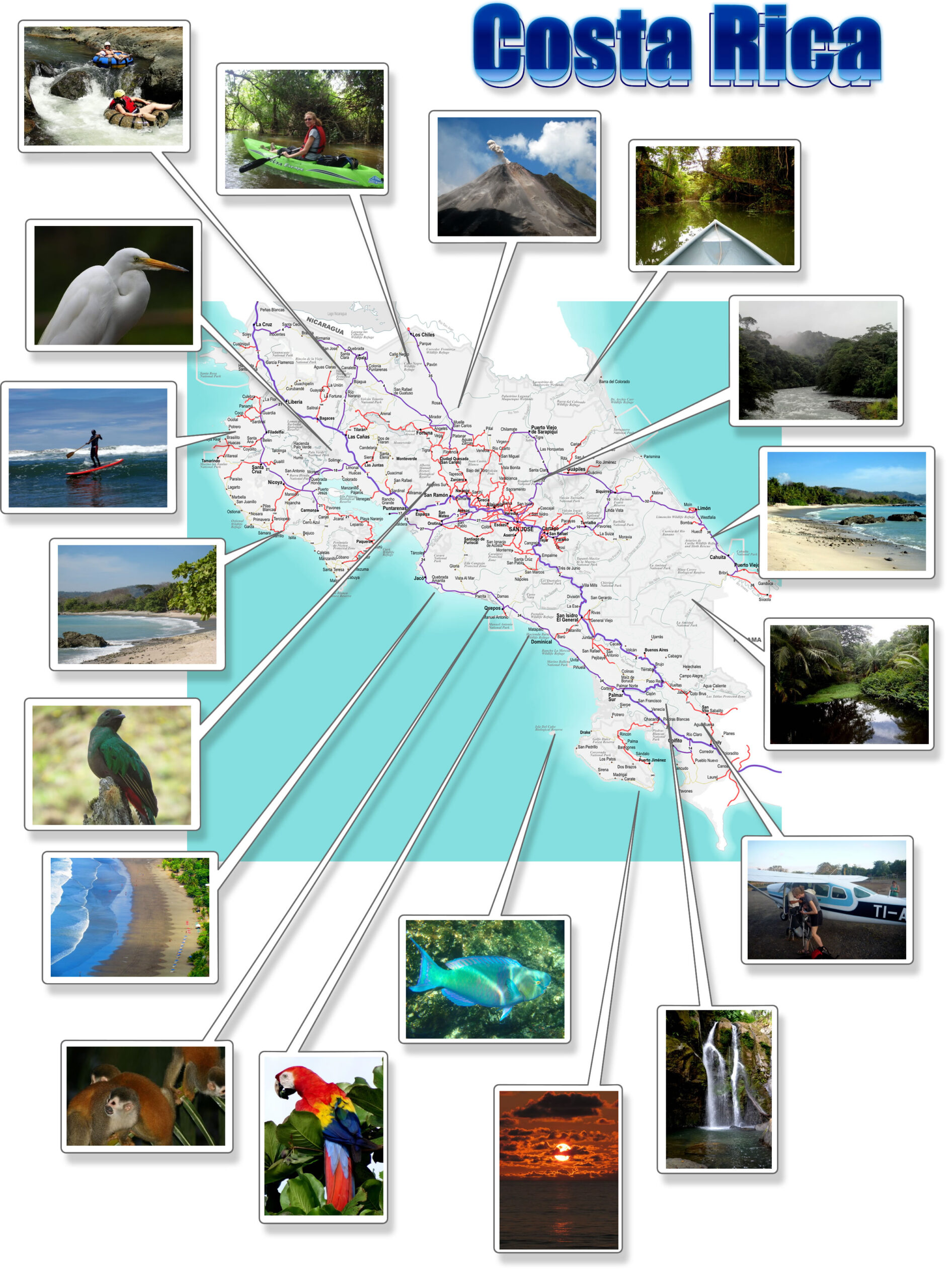 Costa Rica- Free Printable Map Download with Free Printable Map of Costa Rica