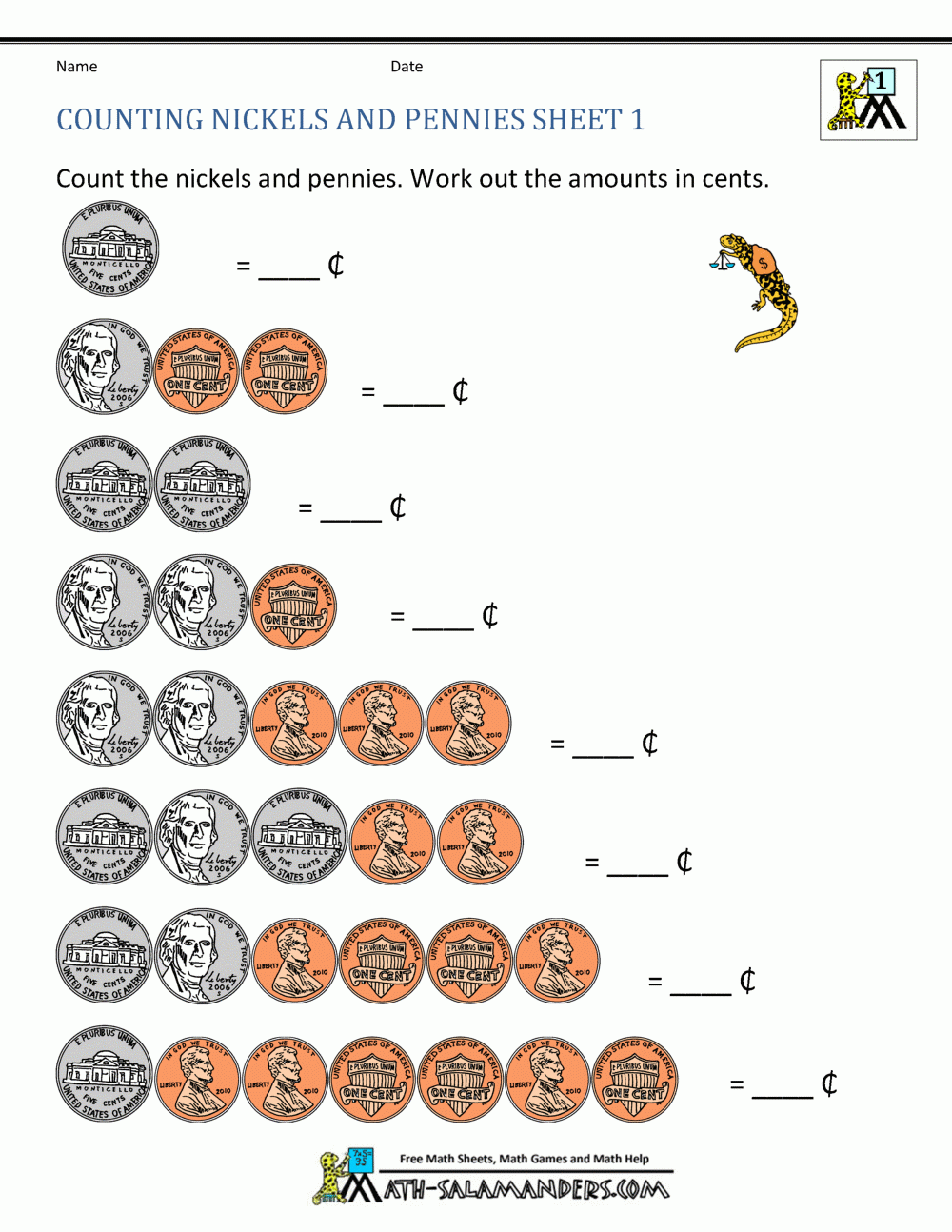 Counting Money Worksheets 1St Grade with regard to Free Printable Money Activities