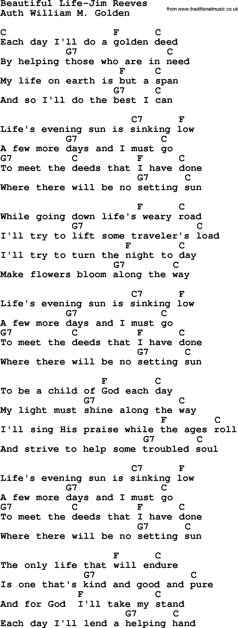 Country, Southern And Bluegrass Gospel Song Beautiful Life-Jim within Free Printable Southern Gospel Song Lyrics