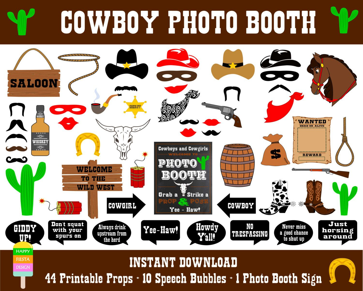 Cowboy Carnival Game Booth - Buscar Con Google | Photo Booth with Free Printable Western Photo Props