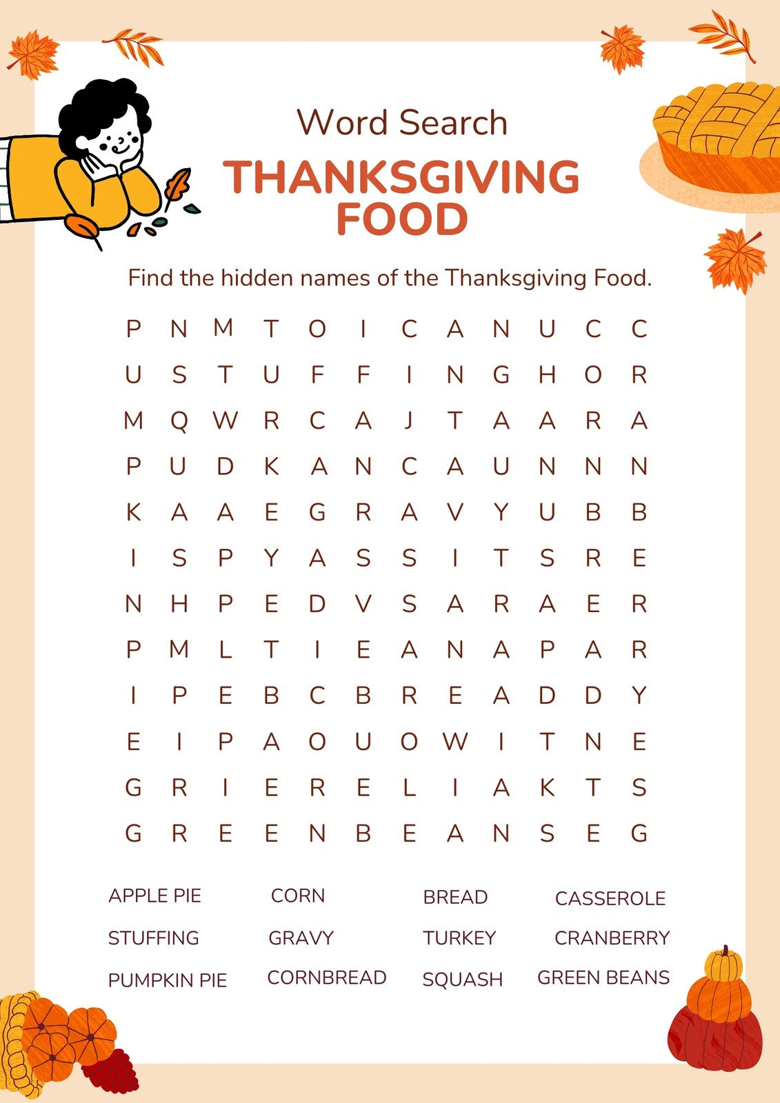 Customize 202+ Thanksgiving Worksheet Templates Online - Canva with regard to Free Printable Thanksgiving Worksheets For Middle School