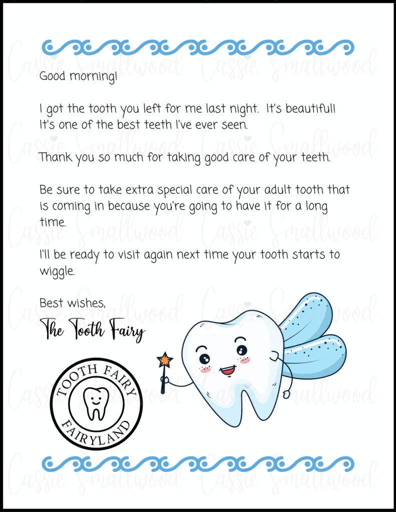 Cute Tooth Fairy Letter For Boys with Free Printable Tooth Fairy Letters