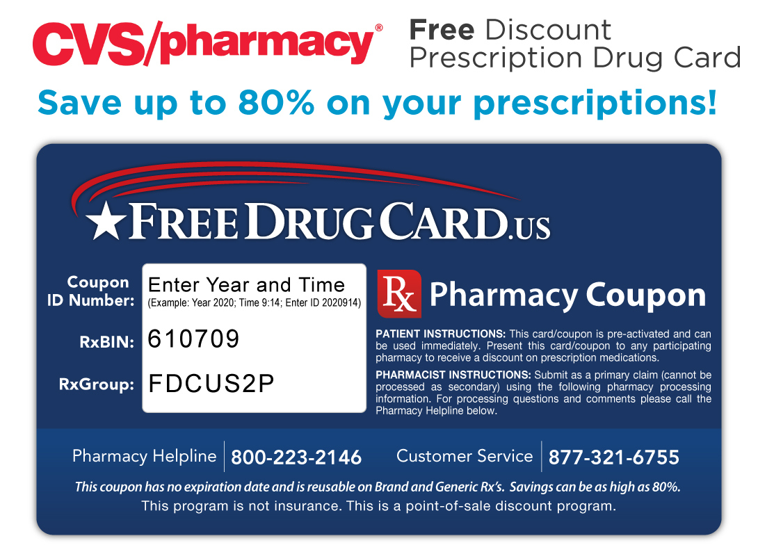 Cvs Pharmacy Discount Prescription Card - Savings On Rx Drugs inside Free Printable Prescription Coupons