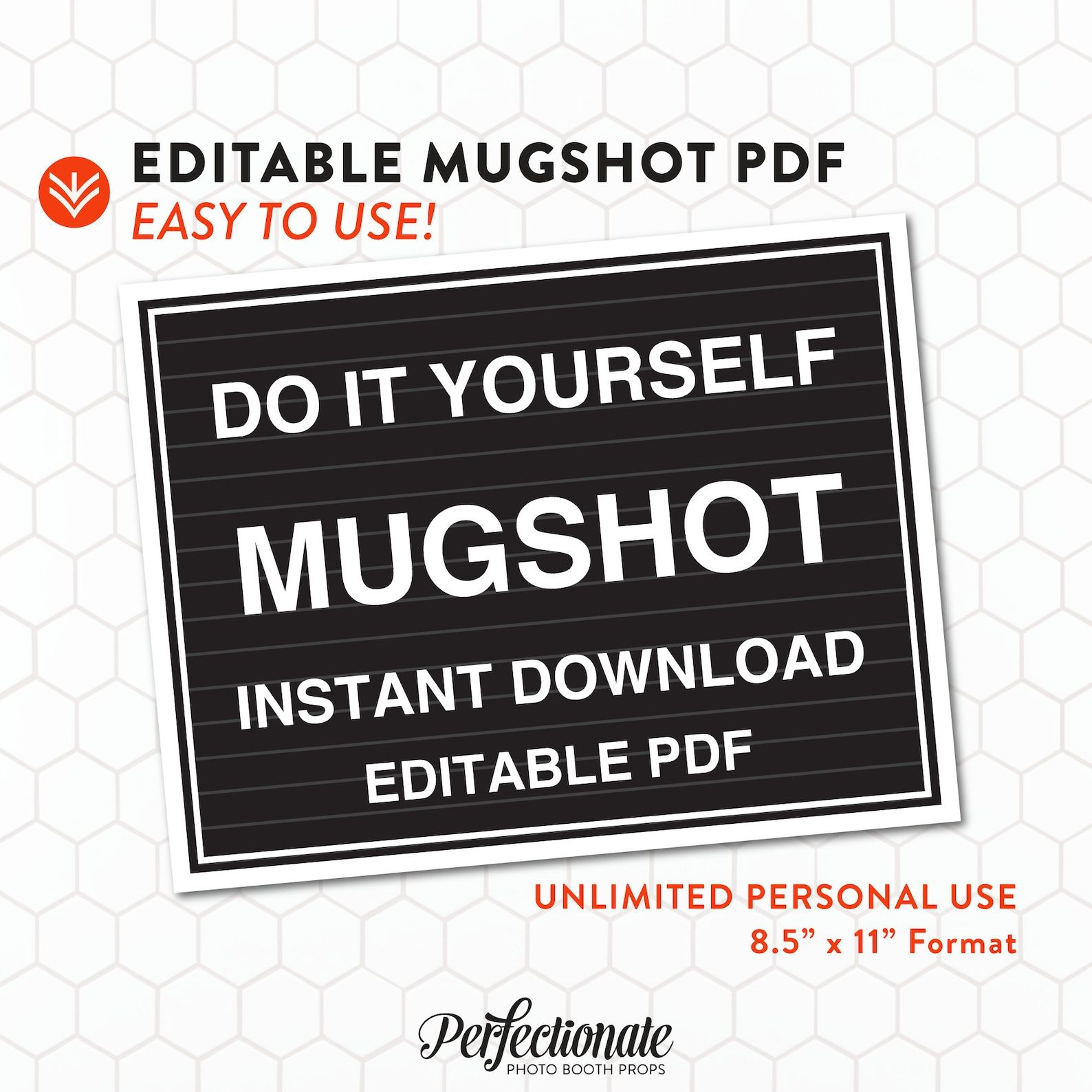 Diy Mugshot Sign Mugshot Template Unlimited Personal Use Instant in Printable Mugshot Sign Free