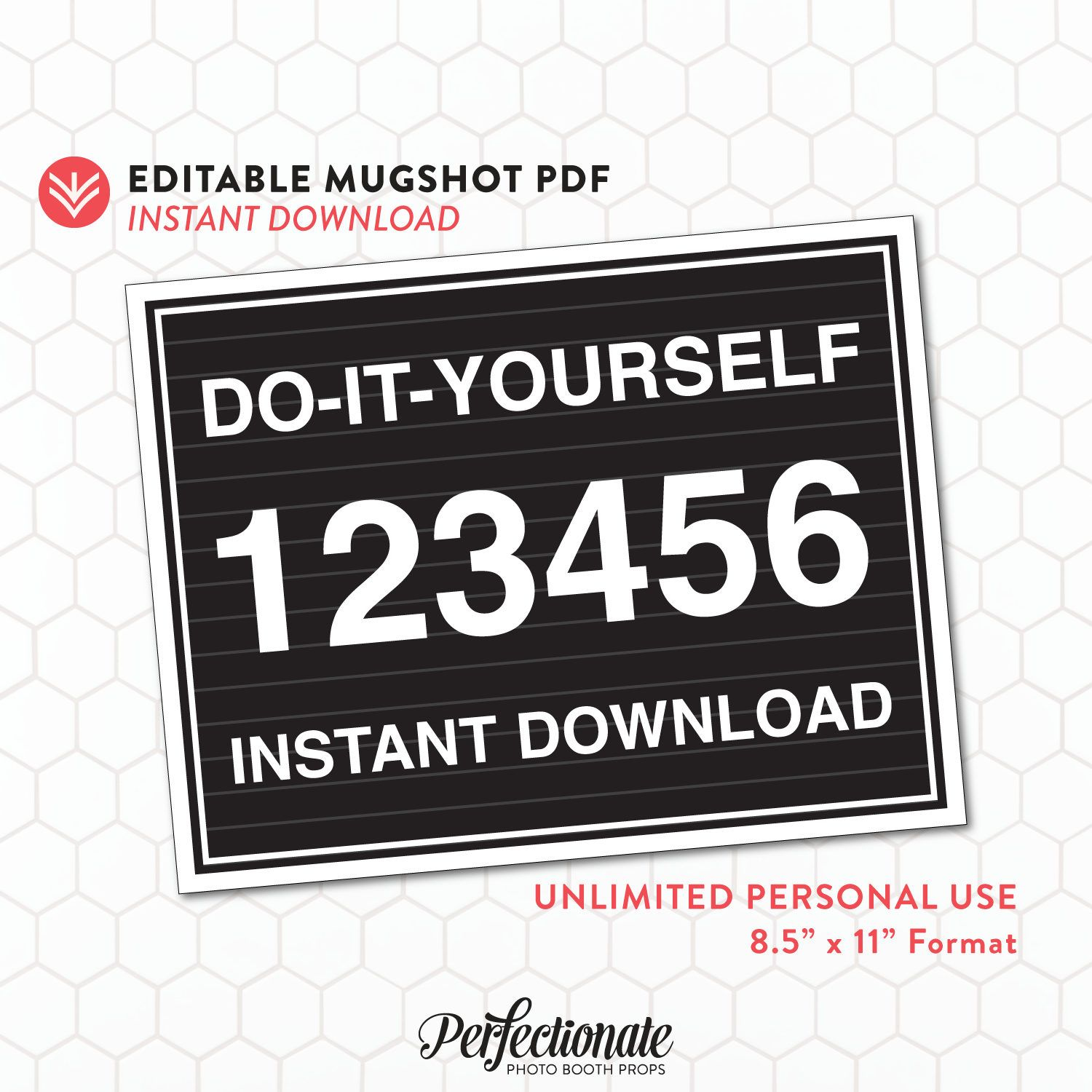 Diy Mugshot Sign Mugshot Template Unlimited Personal Use Instant throughout Printable Mugshot Sign Free