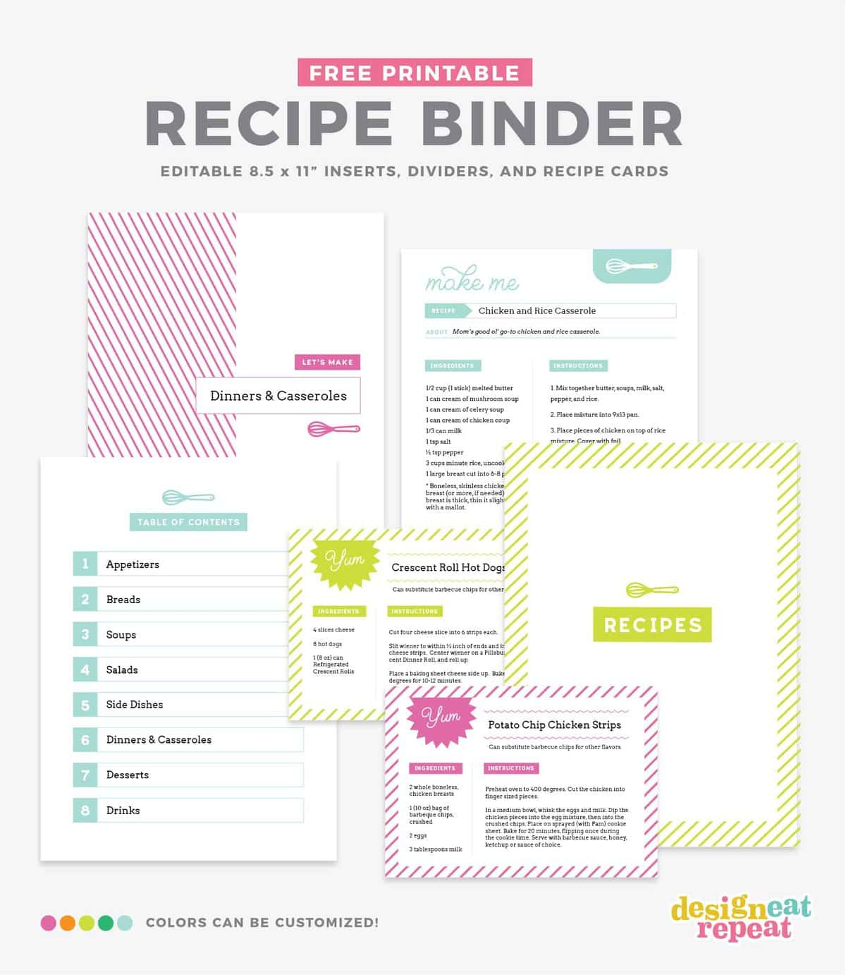 Diy Recipe Book (With Free Printable Recipe Binder Kit!) intended for Free Printable Recipe Binder Kit