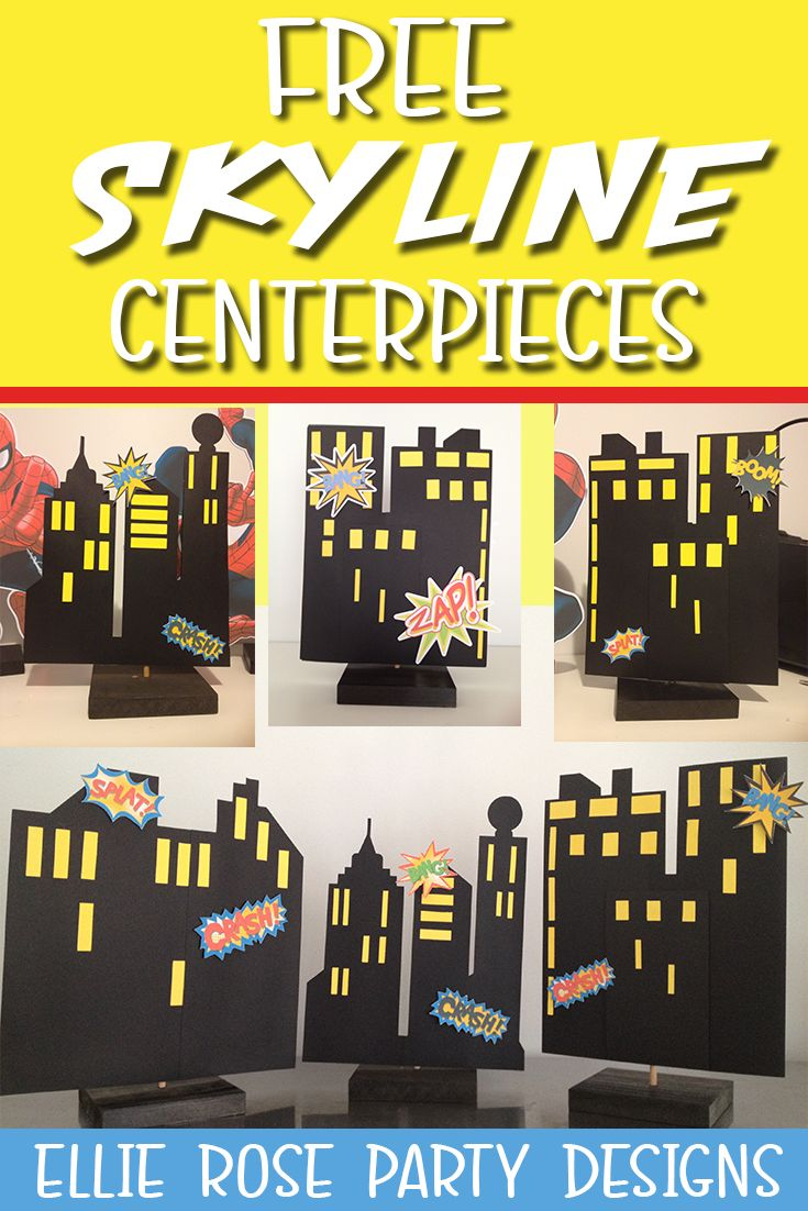 Diy Superhero Skyline Printable Backdrop - Free Download within Free Printable Superhero Skyline