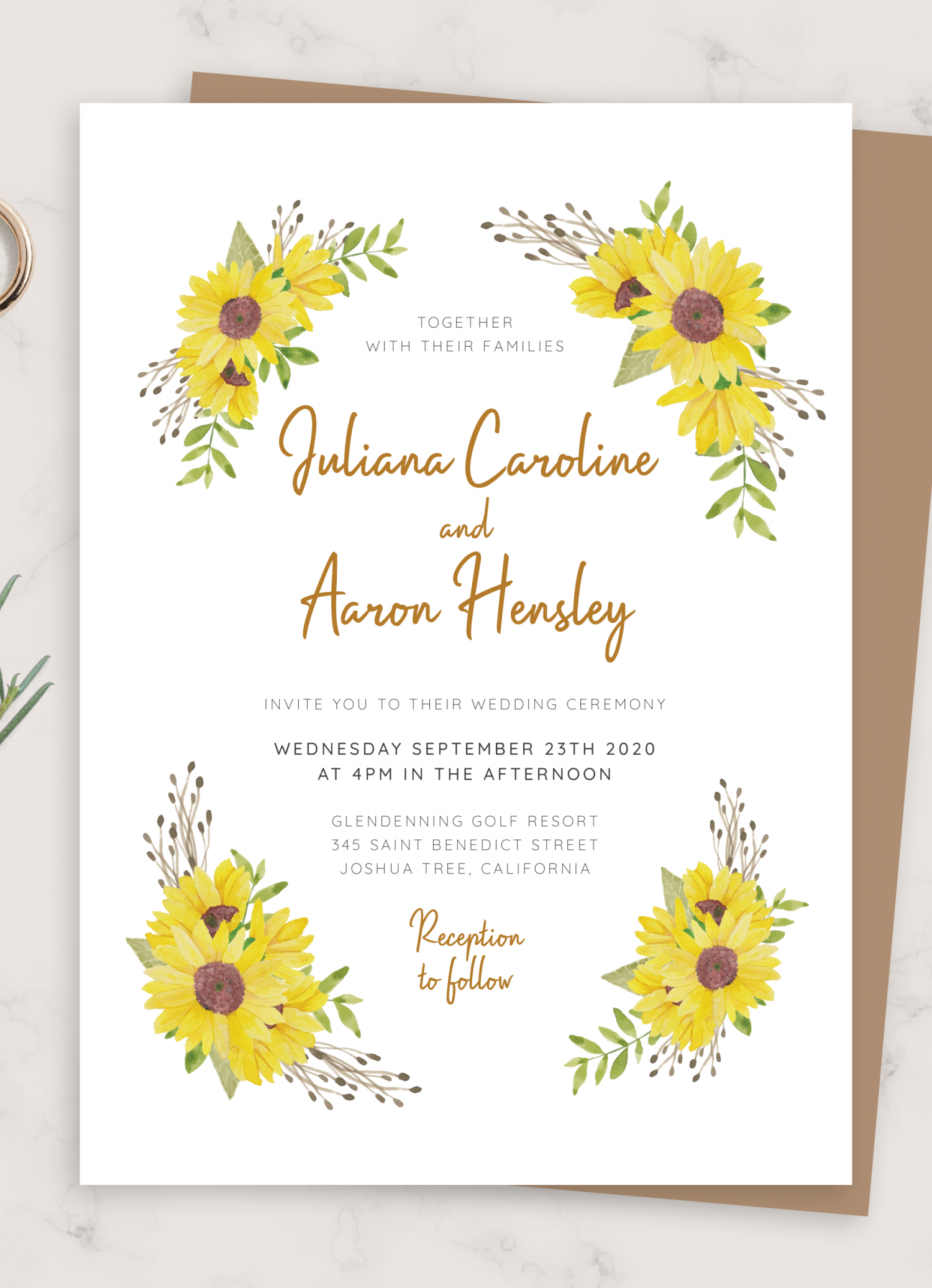 Download Printable Rustic Sunflower Wedding Invitation Pdf with Free Printable Sunflower Wedding Invitation Templates