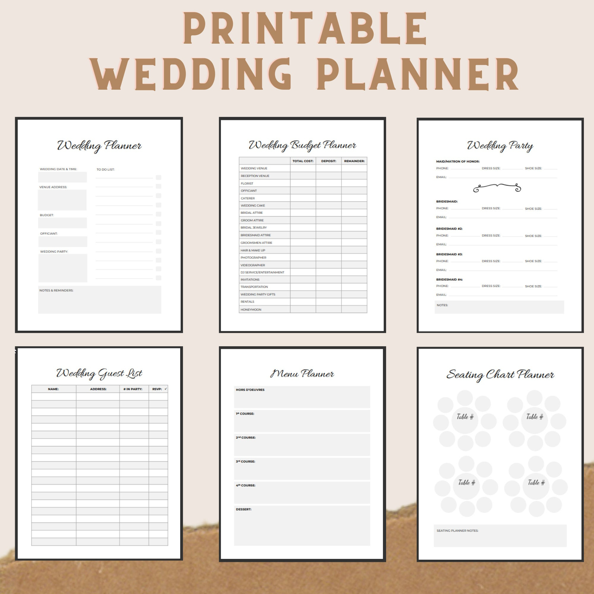 Druckbares Wedding Planner Kit Für Die Organisation Deiner Traumhochzeit inside Free Printable Wedding Planner