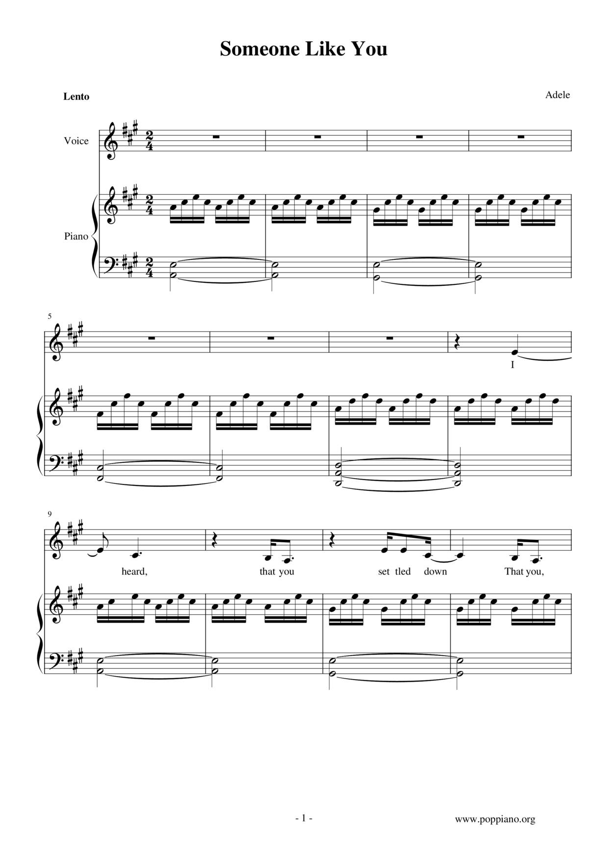 ☆ Adele-Someone Like You Sheet Music Pdf, - Free Score Download ☆ throughout Free Printable Sheet Music Adele Someone Like You