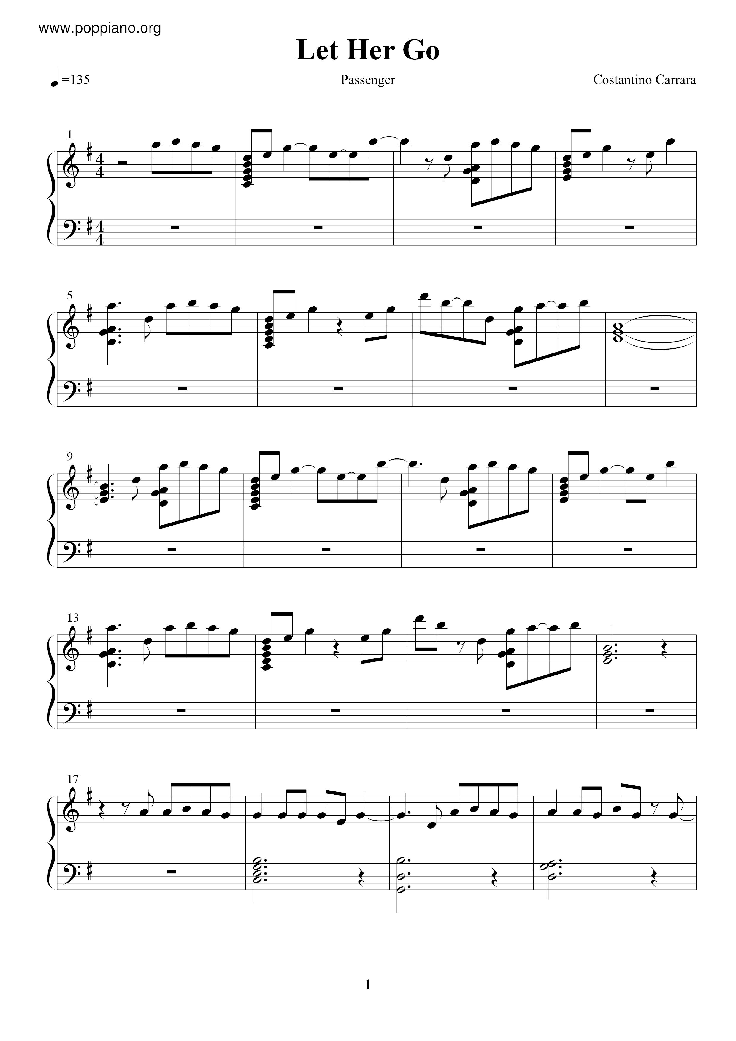 ☆ Let Her Go | Sheet Music | Piano Score Free Pdf Download | Hk regarding Let Her Go Piano Sheet Music Free Printable