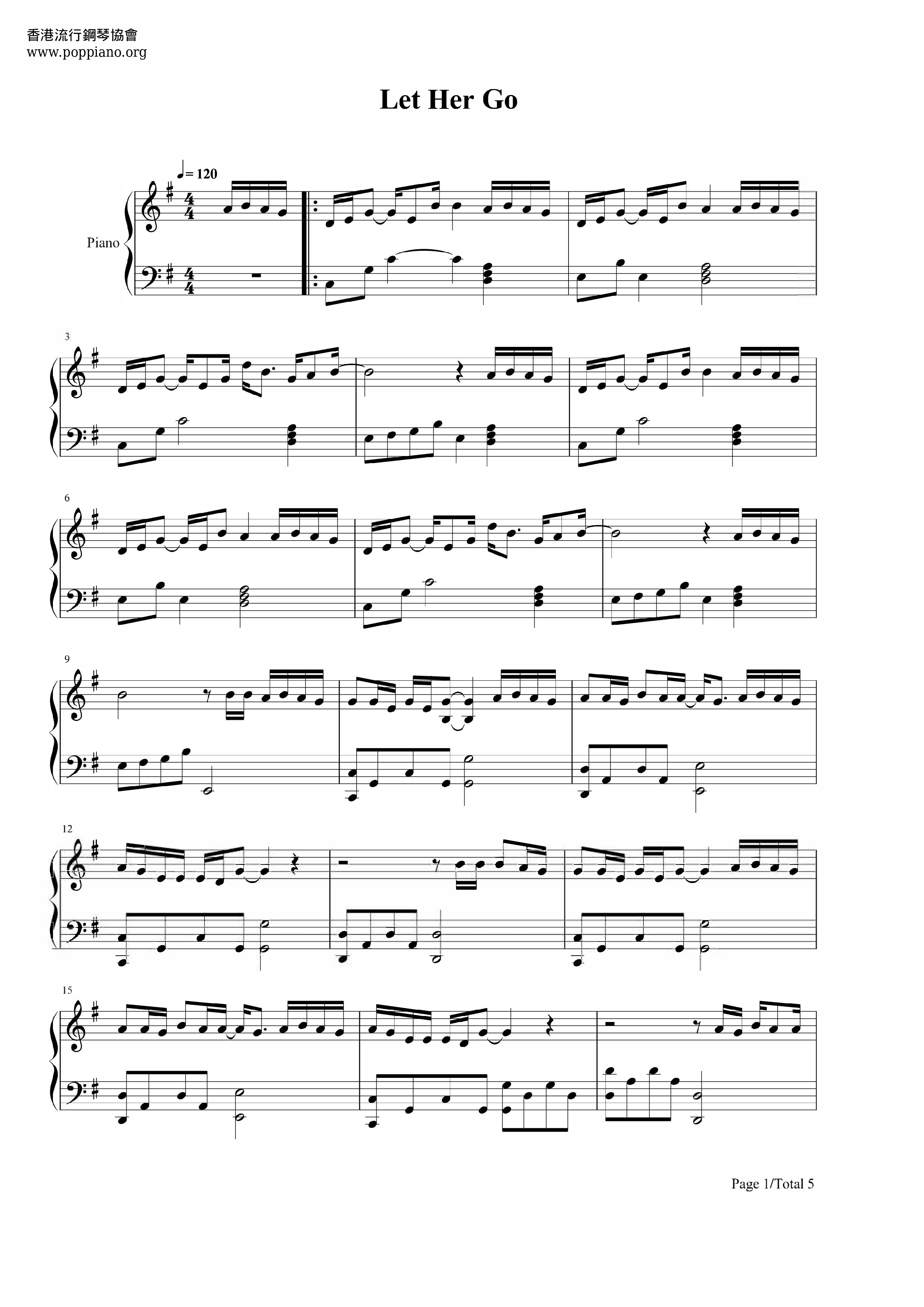 ☆ Passenger-Let Her Go Sheet Music Pdf, - Free Score Download ☆ within Let Her Go Piano Sheet Music Free Printable