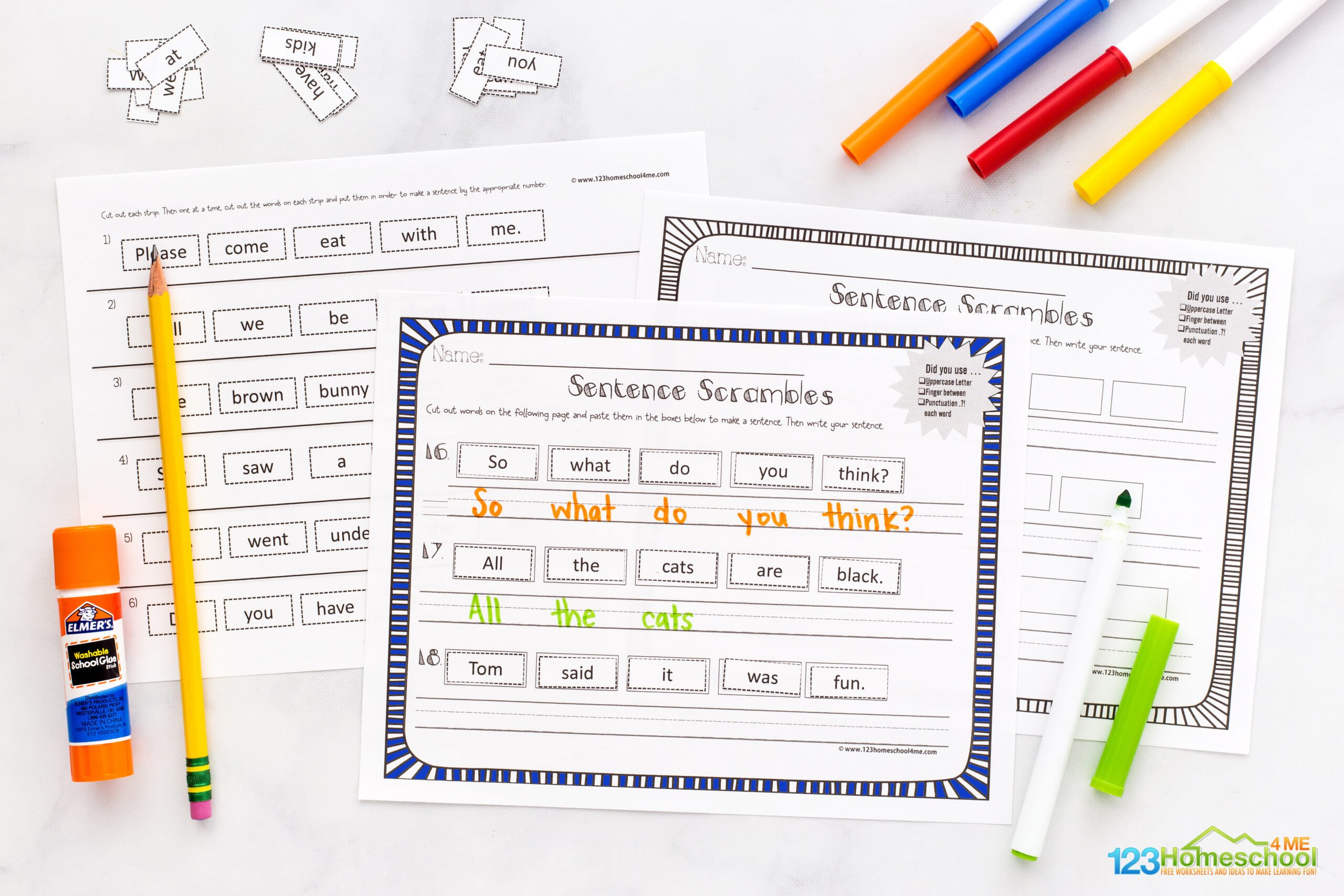 ✂✏ Free Printable Sentence Scramble Worksheets For Kids in Free Printable Scrambled Sentences Worksheets