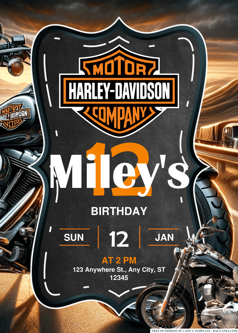 Easily Edit Pdf Invitation) Harley Davidson Birthday Invitation In inside Free Printable Harley Davidson Birthday Invitations