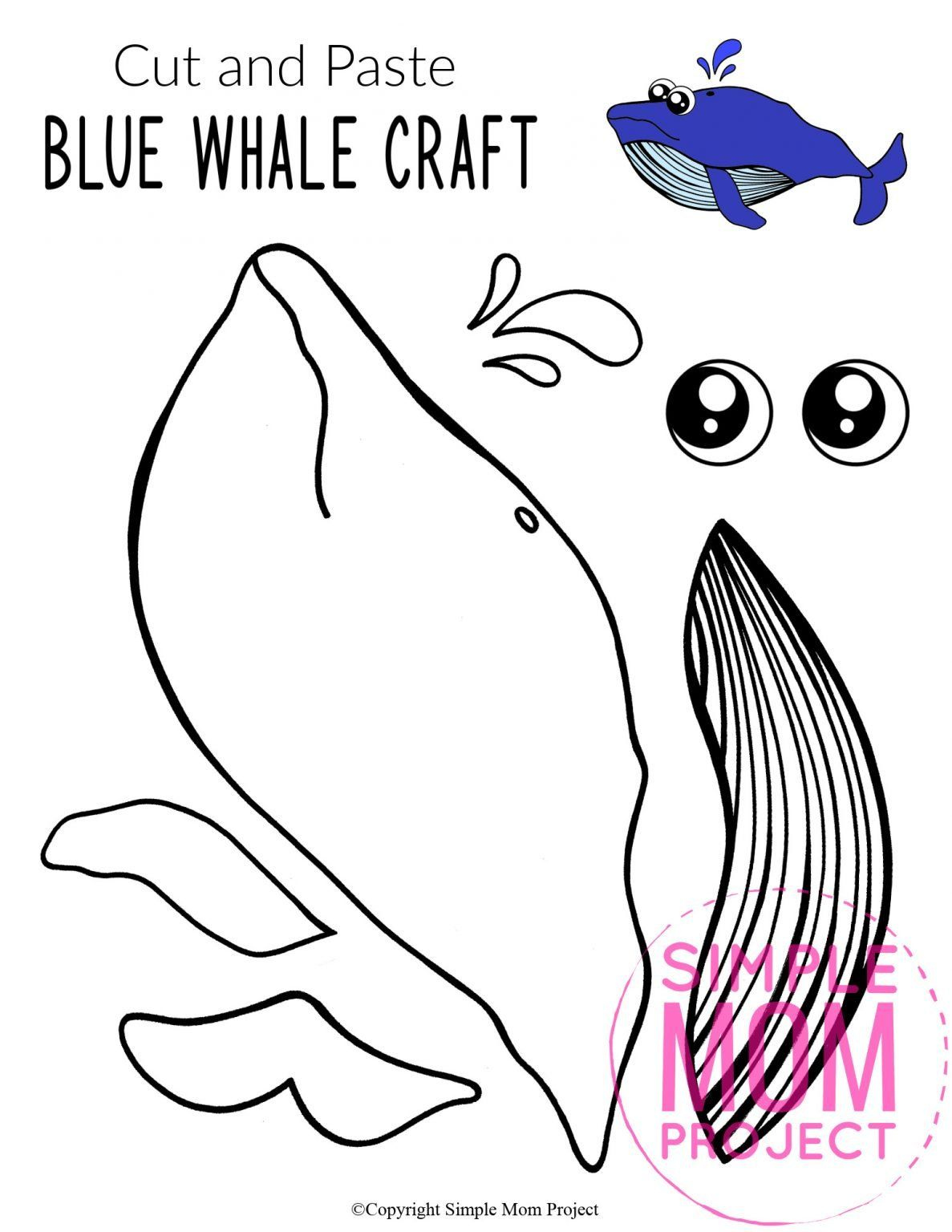 Easy Diy Blue Whale Craft For Kids With Free Whale Template with regard to Free Printable Whale Template