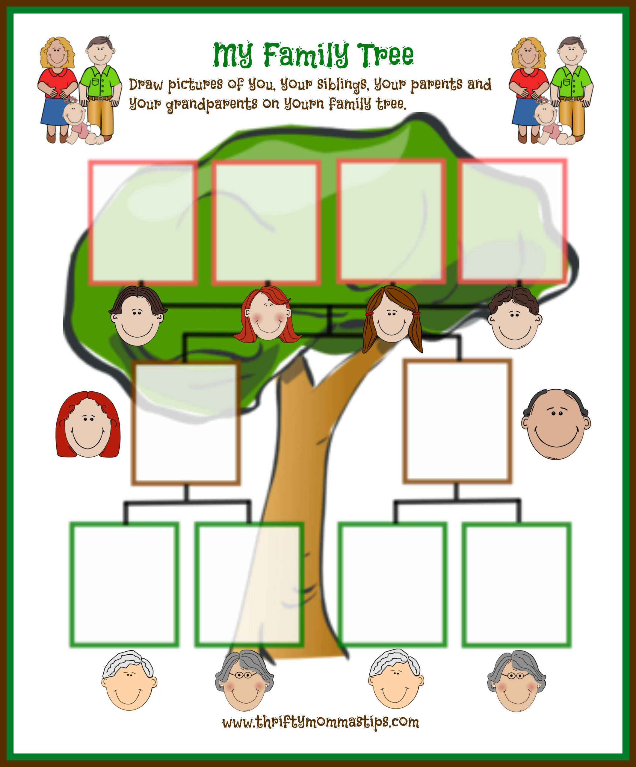 Easy Family Tree Printable For Traditional Families in My Family Tree Free Printable Worksheets