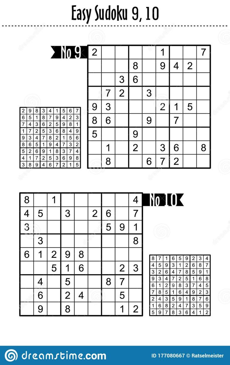 Easy Level Sudoku Puzzles 9, 10 Stock Vector - Illustration Of pertaining to Free Printable Sudoku With Answers