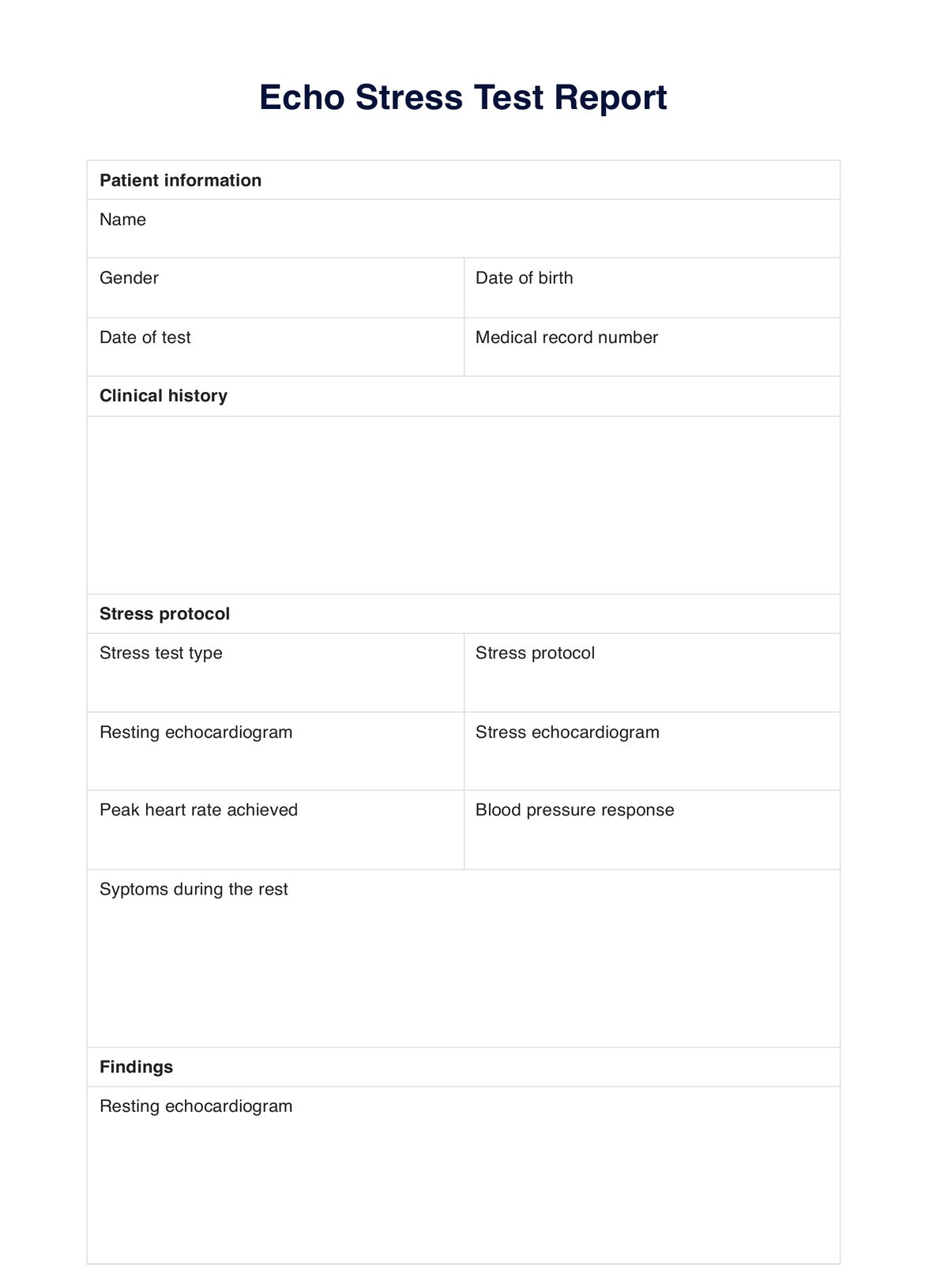 Echo Stress Test Report &amp;amp; Example | Free Pdf Download with regard to Free Printable Stress Test