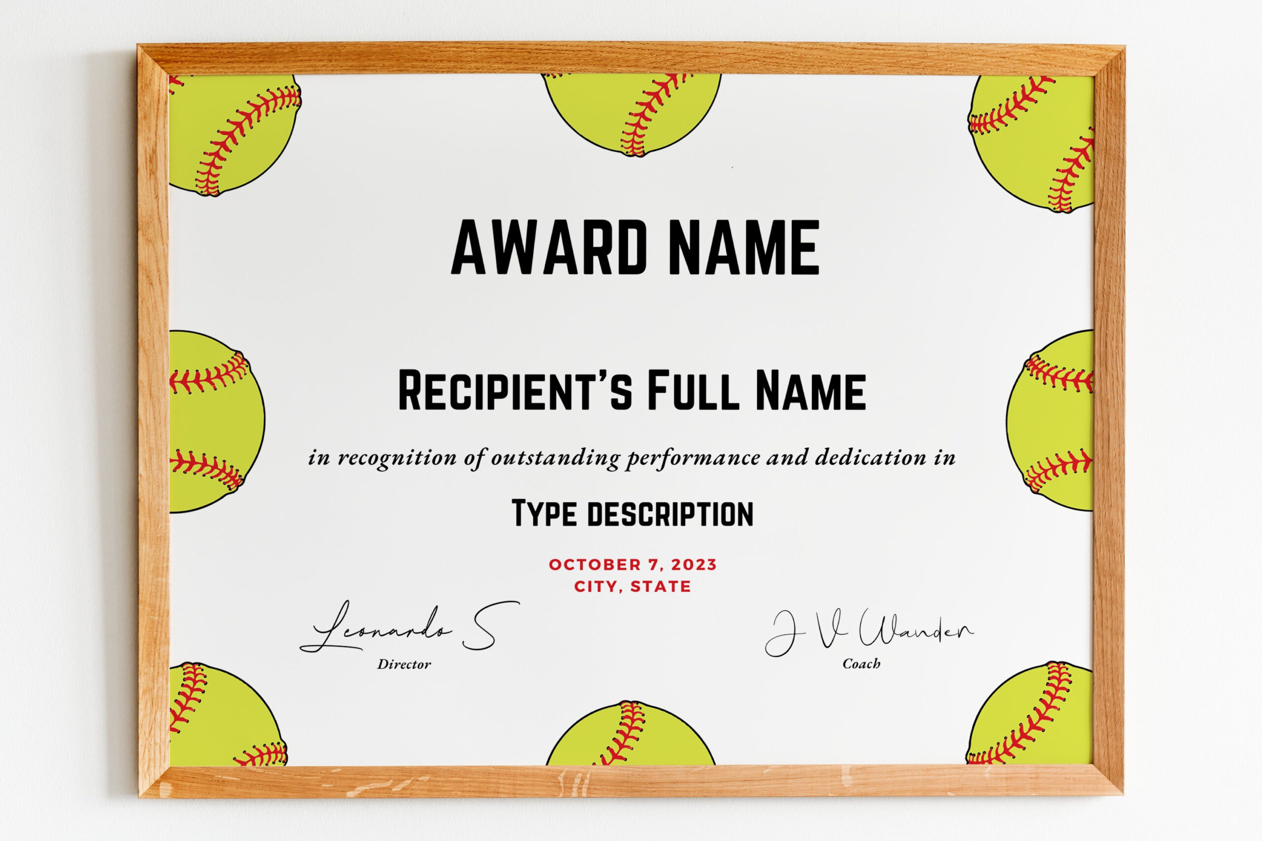 Editable Softball Award Certificate Template, Printable intended for Free Printable Softball Award Certificates