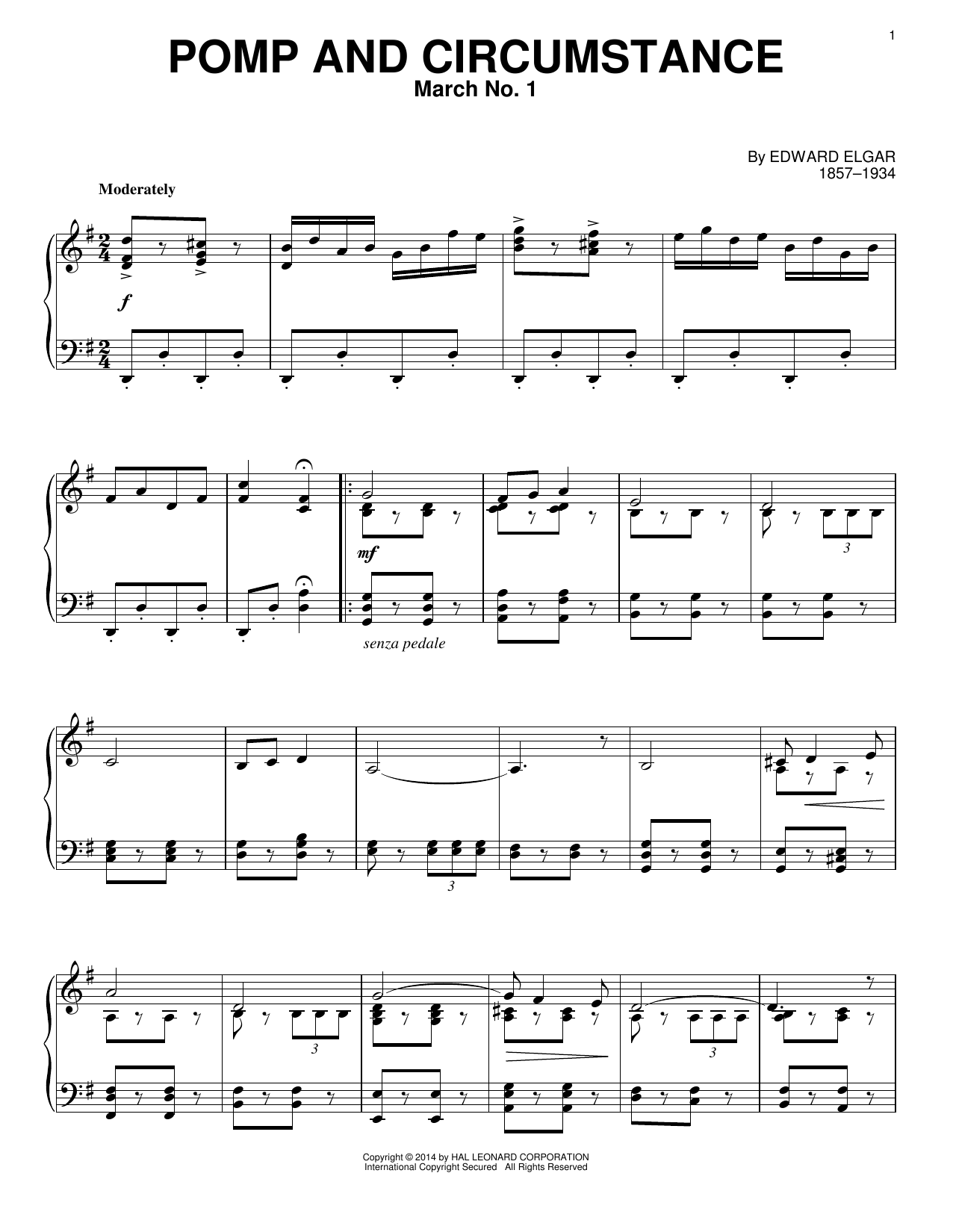 Edward Elgar &amp;quot;Pomp And Circumstance, March No. 1&amp;quot; Sheet Music throughout Free Printable Sheet Music Pomp And Circumstance