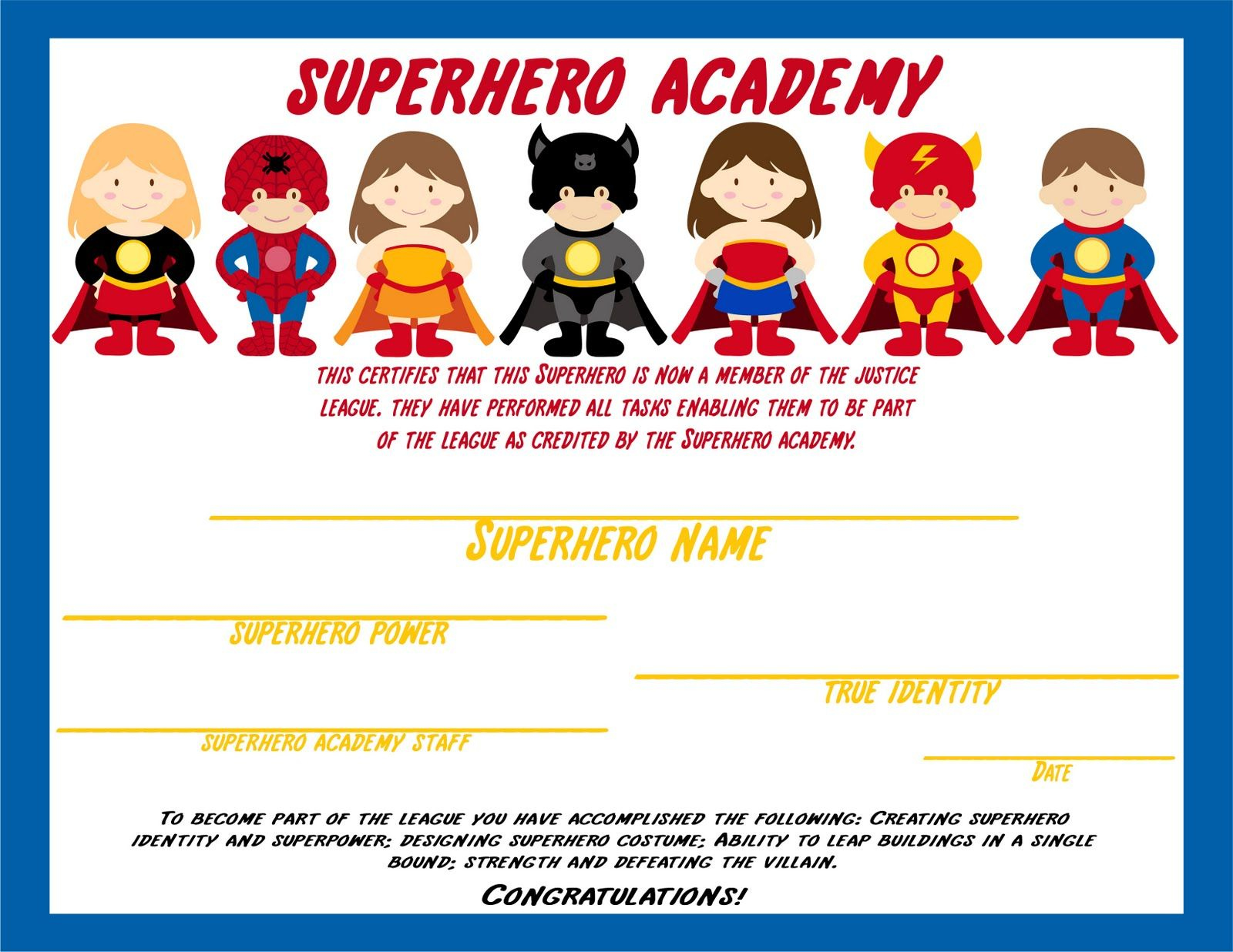 Elegant Affairs: Superhero Birthday Party | Superhero Birthday in Free Printable Superhero Certificates