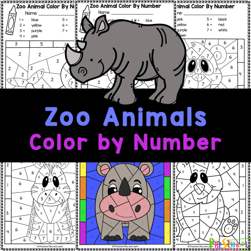 🐼 Free Printable Zoo Animals Colornumber Worksheets in Free Printable Zoo Worksheets