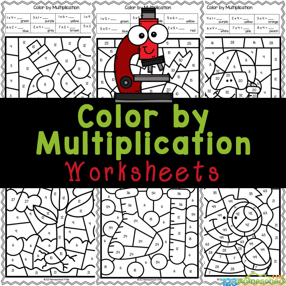 🔬 Science Themed Multiplication Colornumber Worksheets for Free Printable Multiplication Color By Number