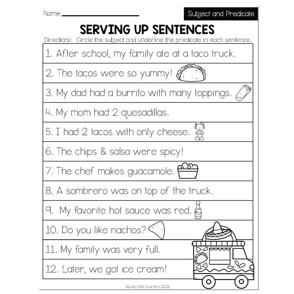 Fall - Early Finishers 2Nd Grade - Ela - Subject &amp;amp; Predicate with regard to Free Printable Subject Predicate Worksheets 2Nd Grade