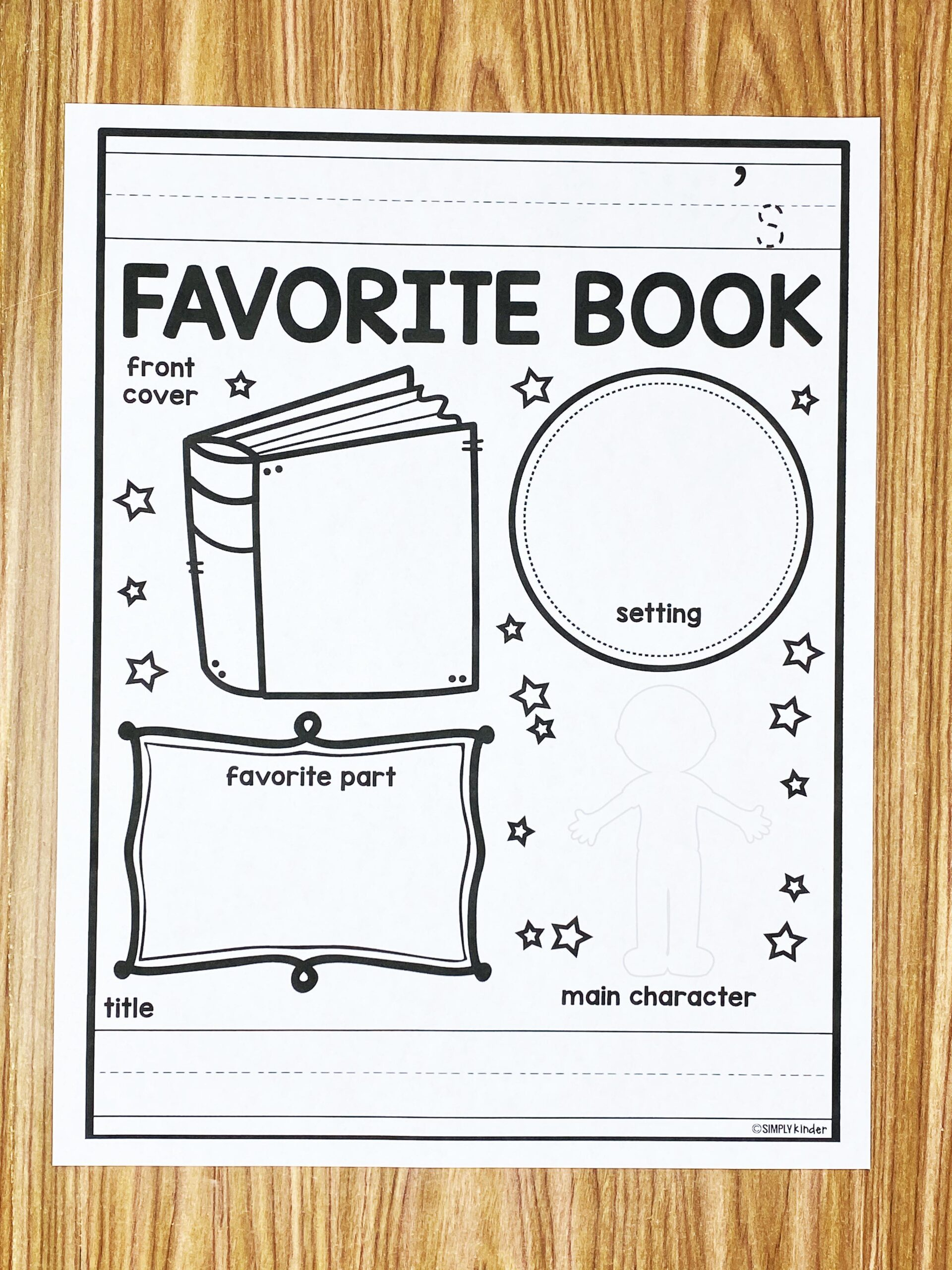 Favorite Book Free Printable - Simply Kinder intended for Free Printable Kindergarten Level Books