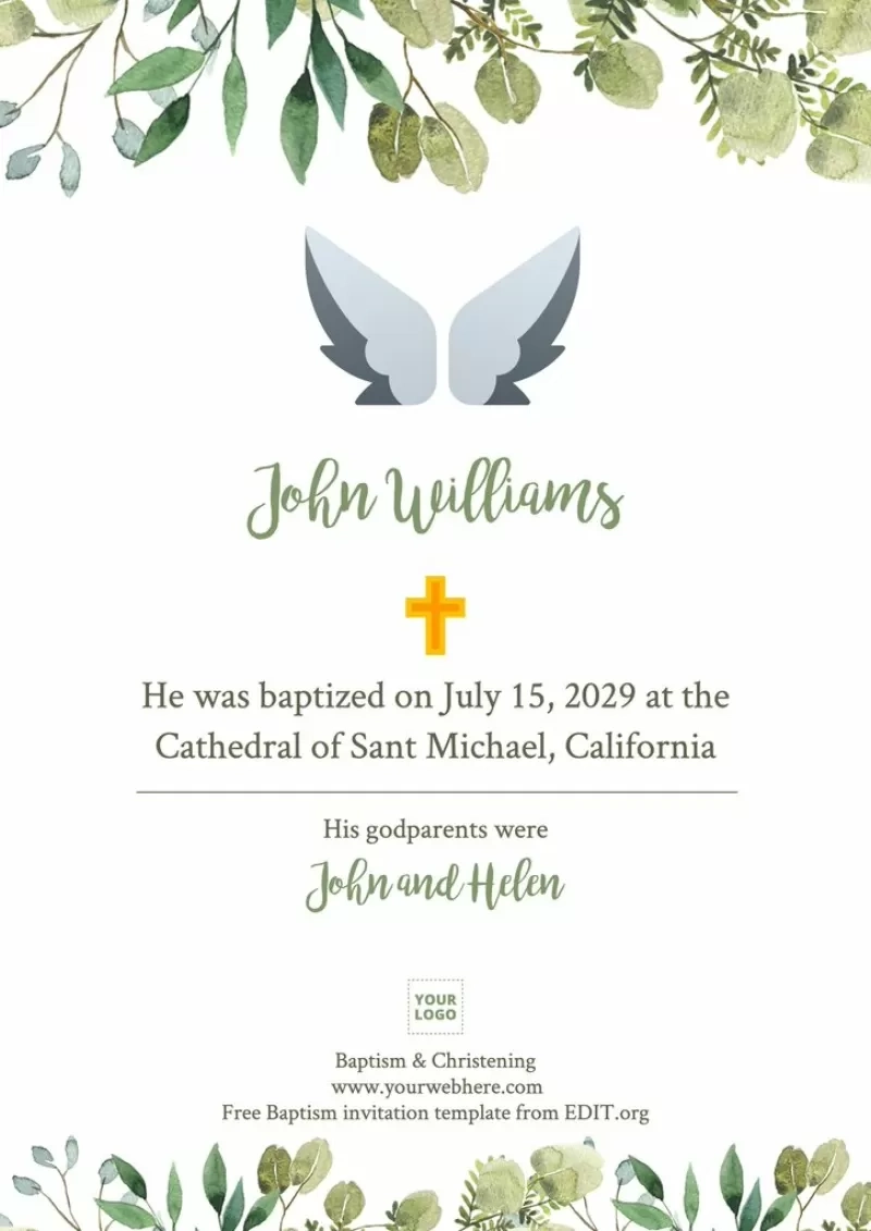 Free Baptism Invitation Templates within Free Printable Personalized Baptism Invitations