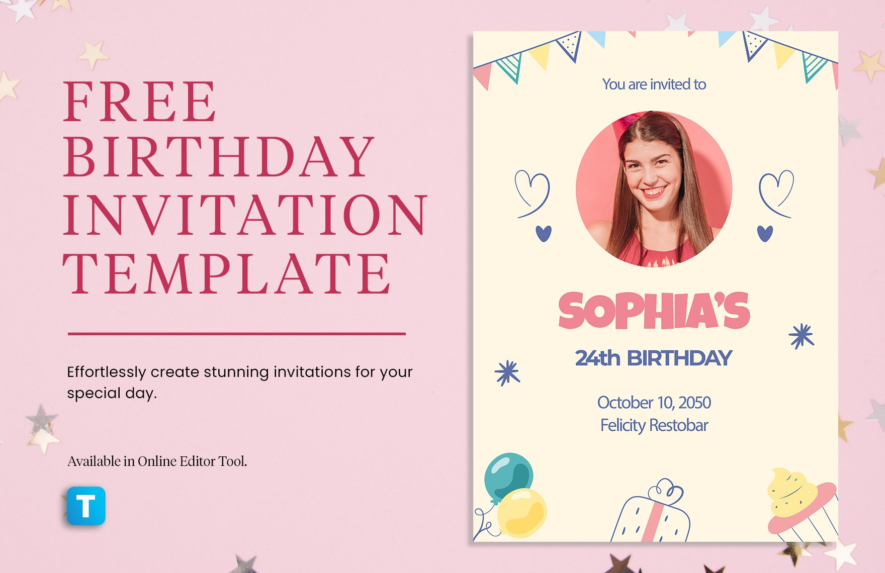 Free Birthday Invitation Card Templates &amp;amp; Examples - Edit Online with regard to Party Invitation Maker Online Free Printable