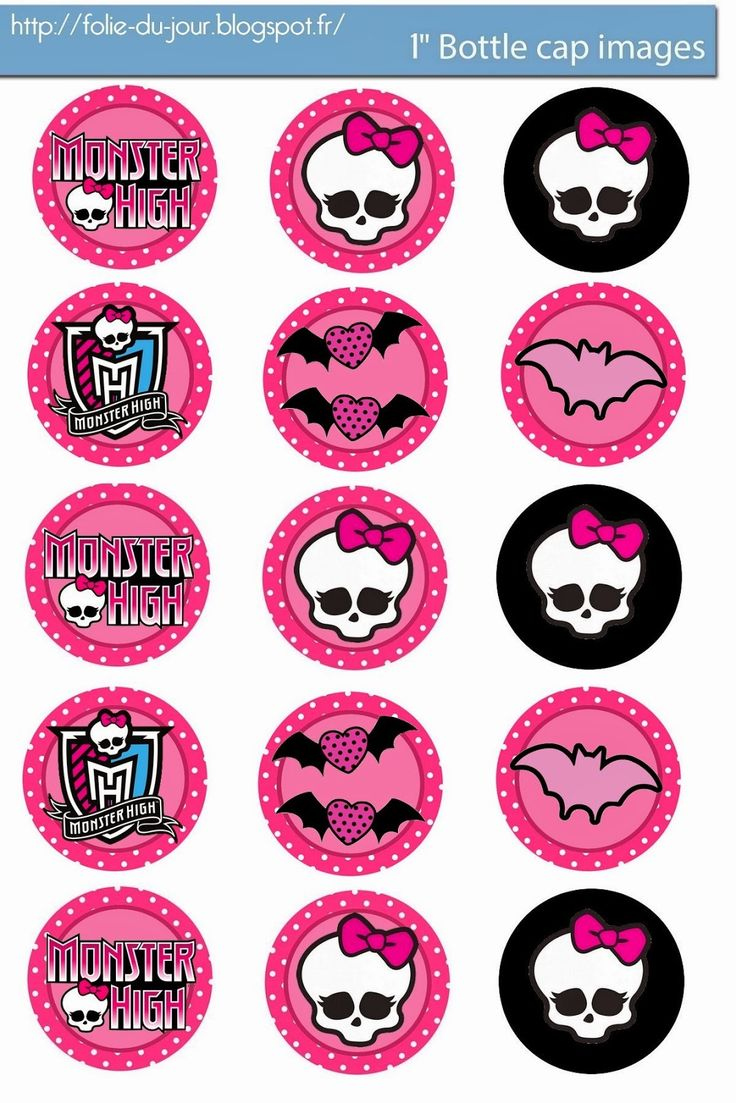 Free Bottle Cap Images: Monster High Free Bottle Cap Images for Monster High Cupcake Toppers Printable Free