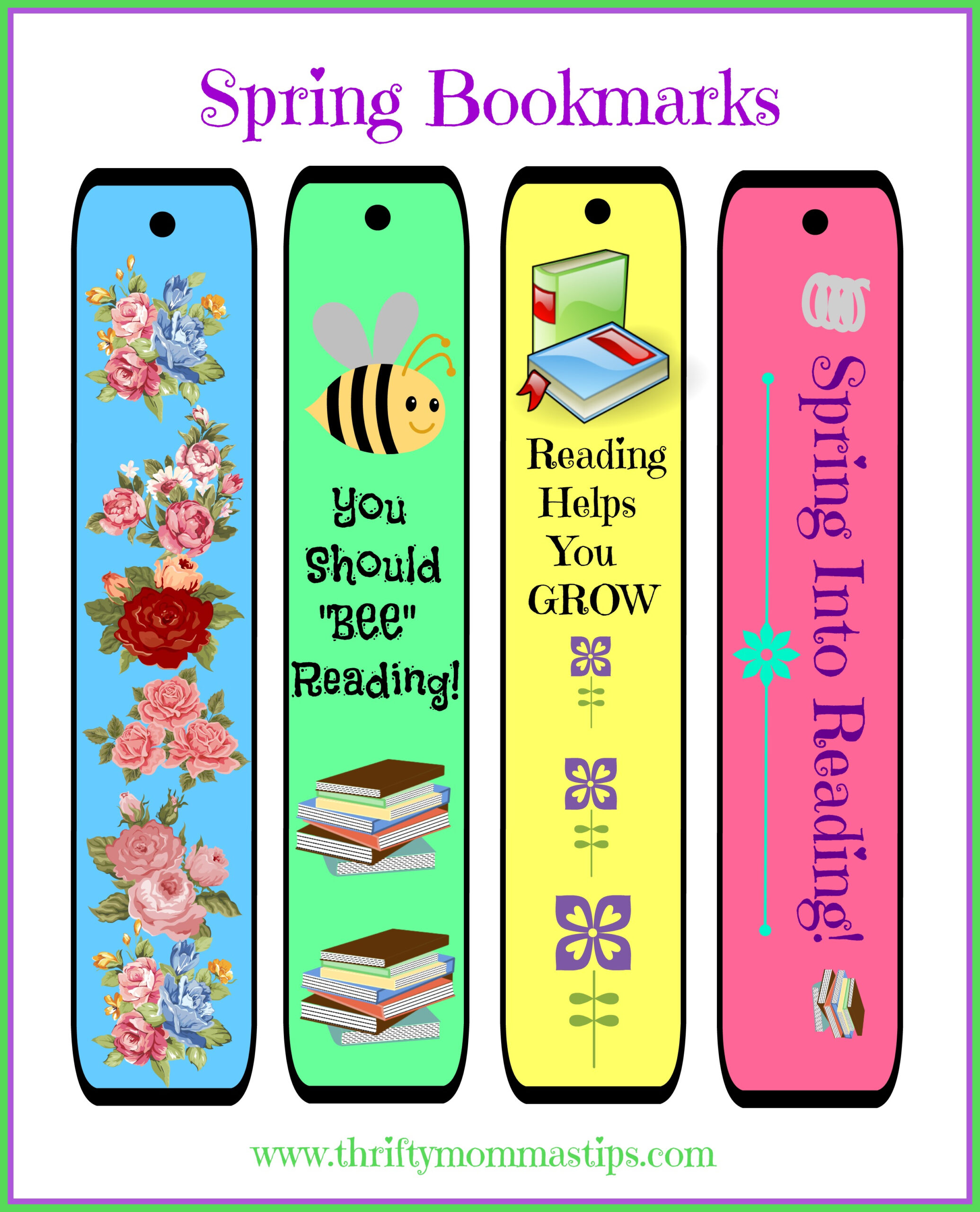 Free Cheery Diy Spring Bookmarks Printable — Thrifty Mommas Tips with Free Printable Spring Bookmarks