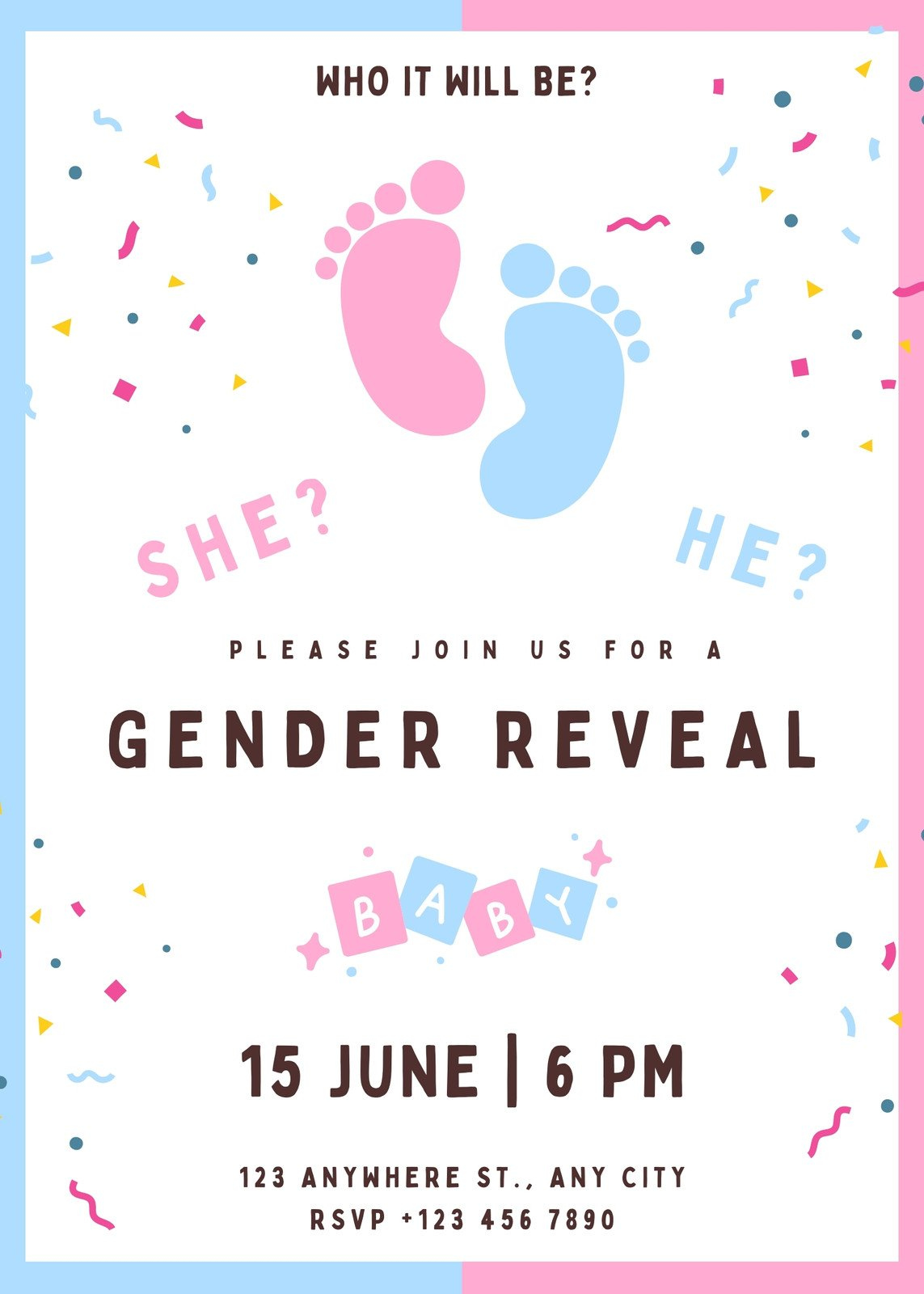 Free Custom Printable Gender Reveal Invitation Templates | Canva inside Free Printable Gender Reveal Templates