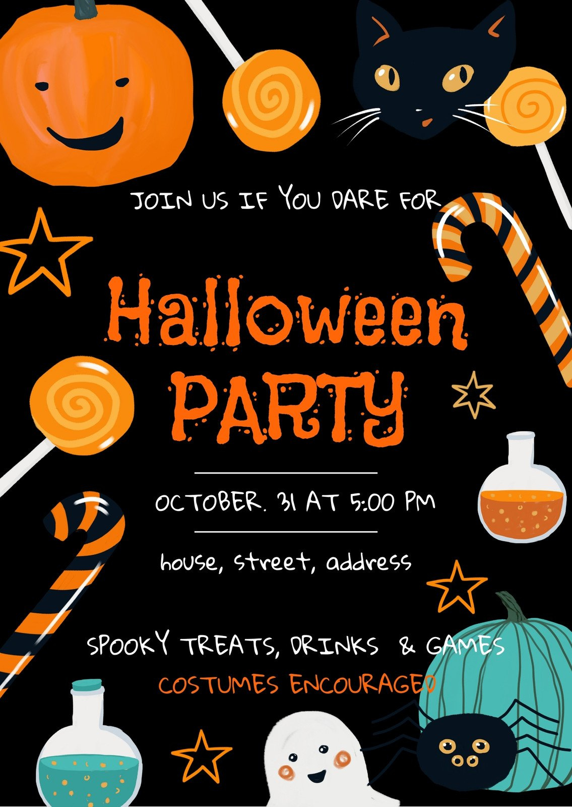 Free Custom Printable Halloween Invitation Templates | Canva for Free Printable Halloween Invitations