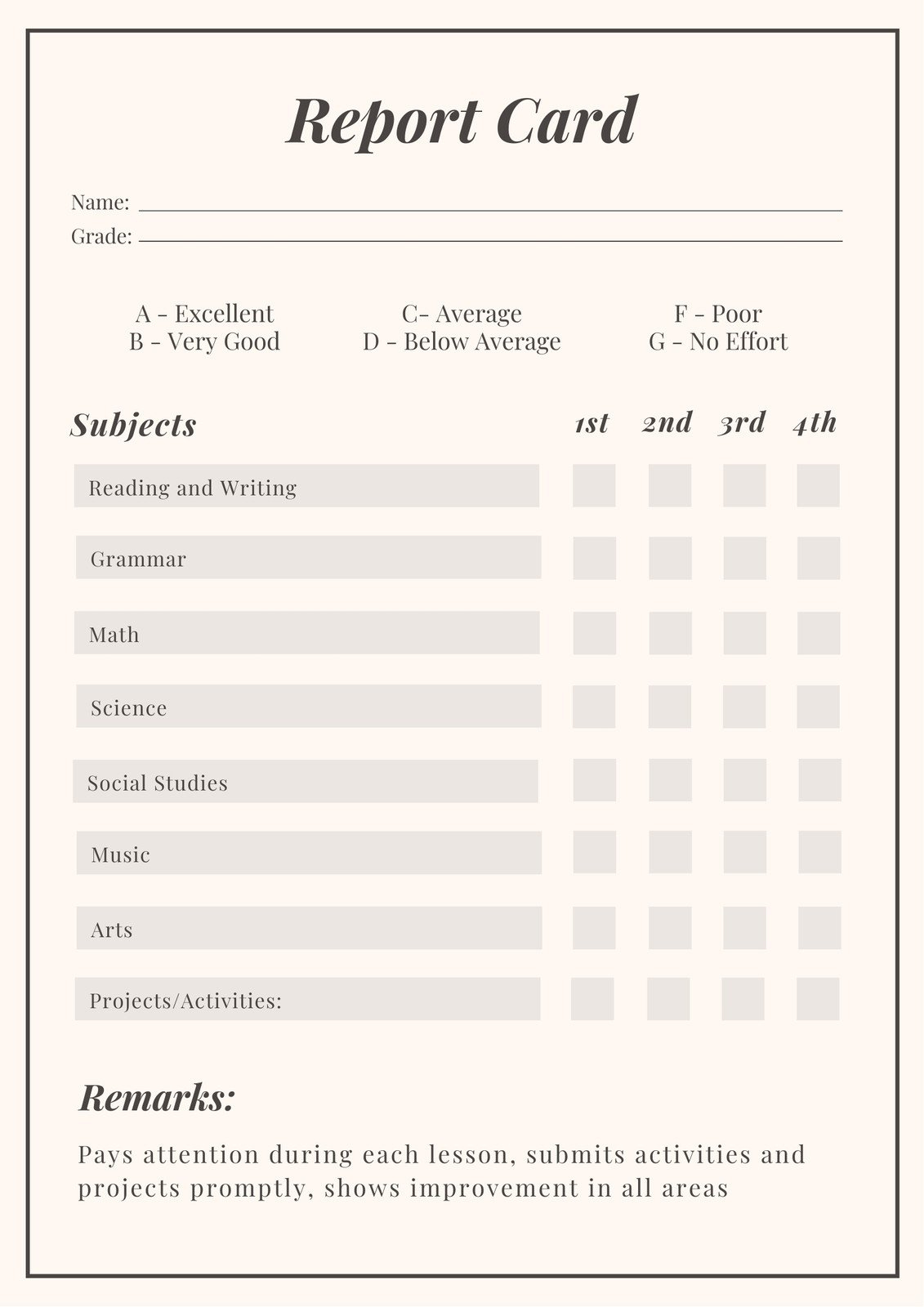 Free Custom Printable Homeschool Report Card Templates | Canva with Free Printable Report Cards