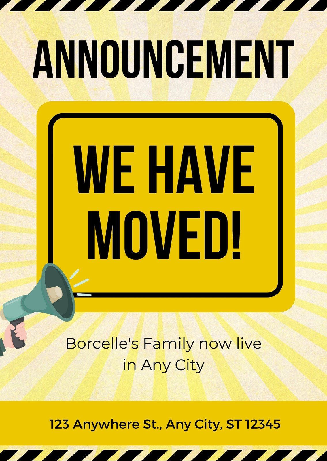 Free, Custom Printable Moving Announcement Templates | Canva in Free Printable Moving Announcement Templates