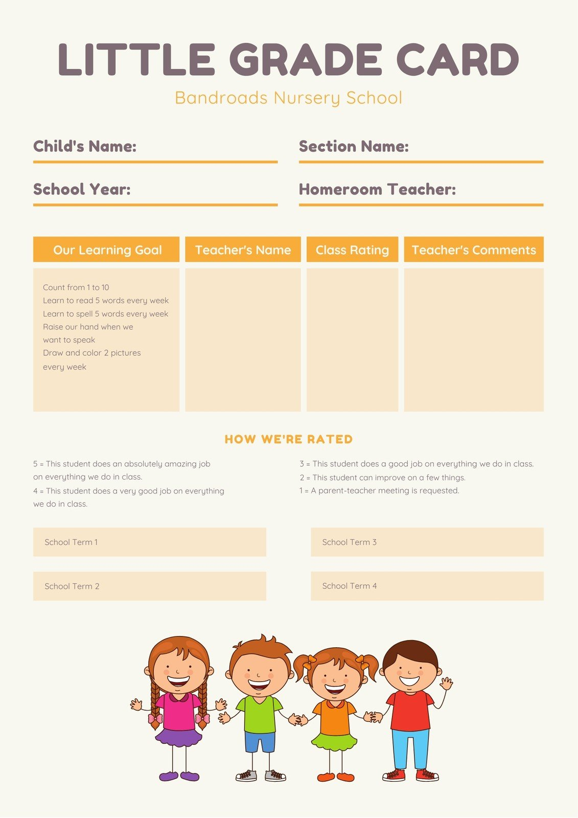 Free Custom Printable Preschool Report Card Templates | Canva within Free Printable Preschool Report Cards