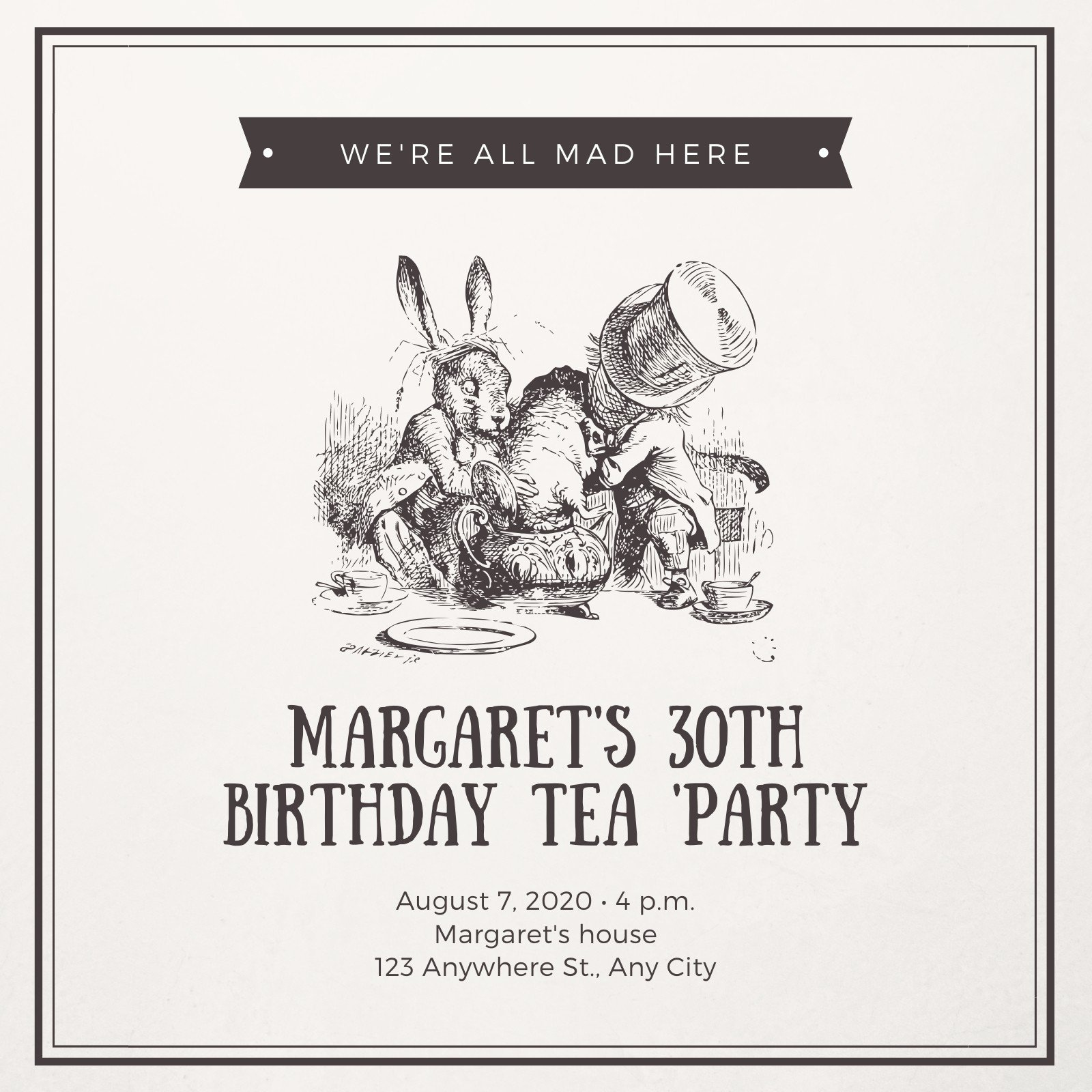 Free Custom Printable Tea Party Invitation Templates | Canva pertaining to Mad Hatter Tea Party Invitations Free Printable